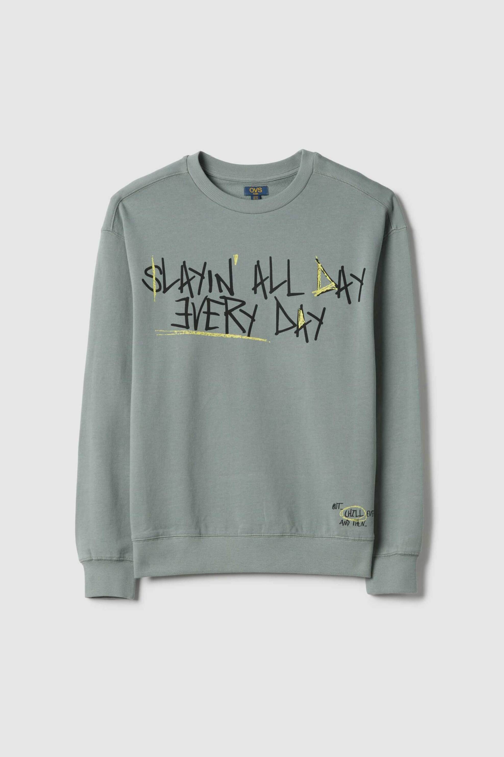 Ovs Παιδική Μπλούζα Φούτερ με Lettering Print Regular Fit - 002556347 Χακί