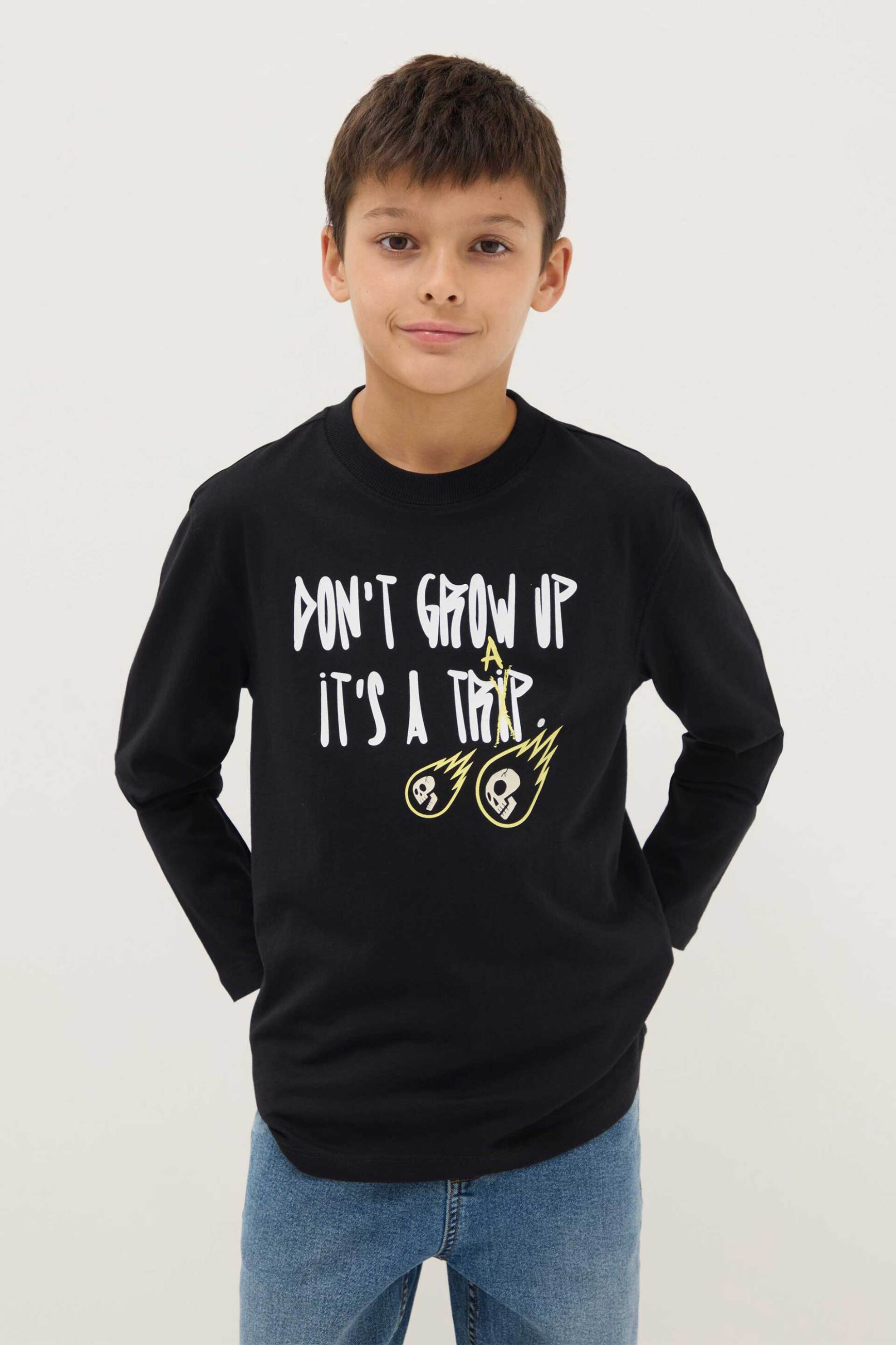 OVS παιδική μακρυμάνικη μπλούζα με print Regular Fit - 002556377 Μαύρο