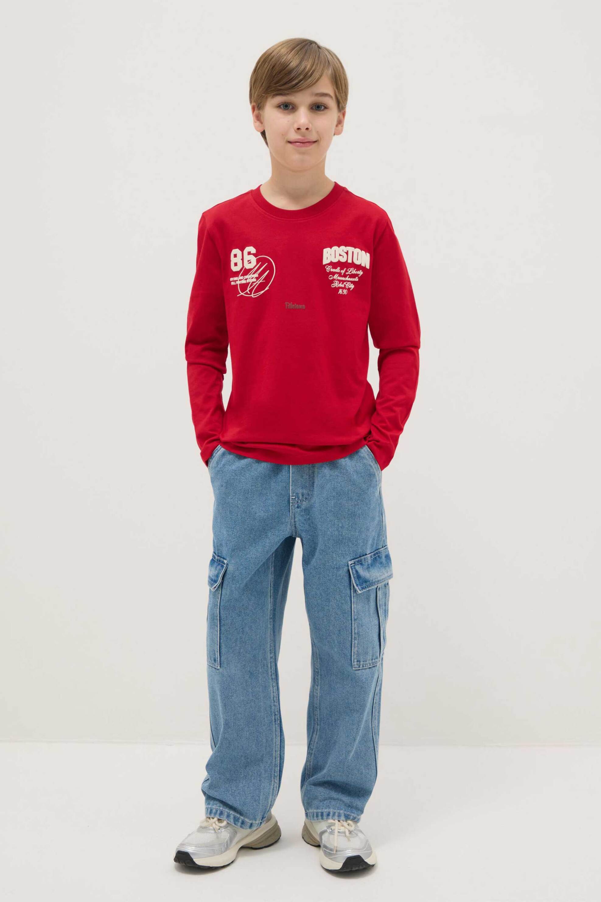 OVS παιδικό τζιν παντελόνι cargo με ελαστική μέση - 002552070 Denim Blue