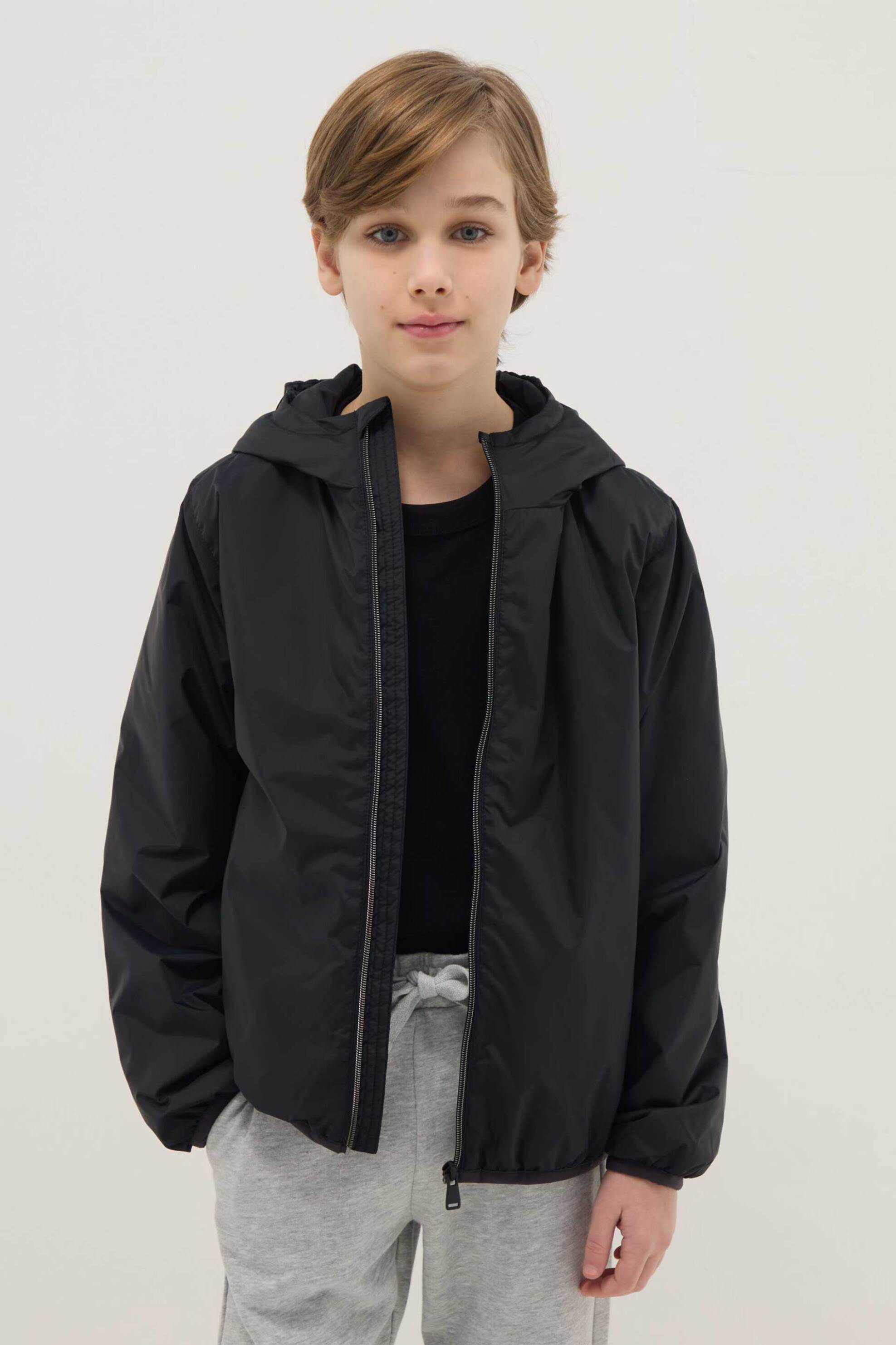 OVS παιδικό μπουφάν μονόχρωμο με κουκούλα Regular Fit - 002513513 Μαύρο