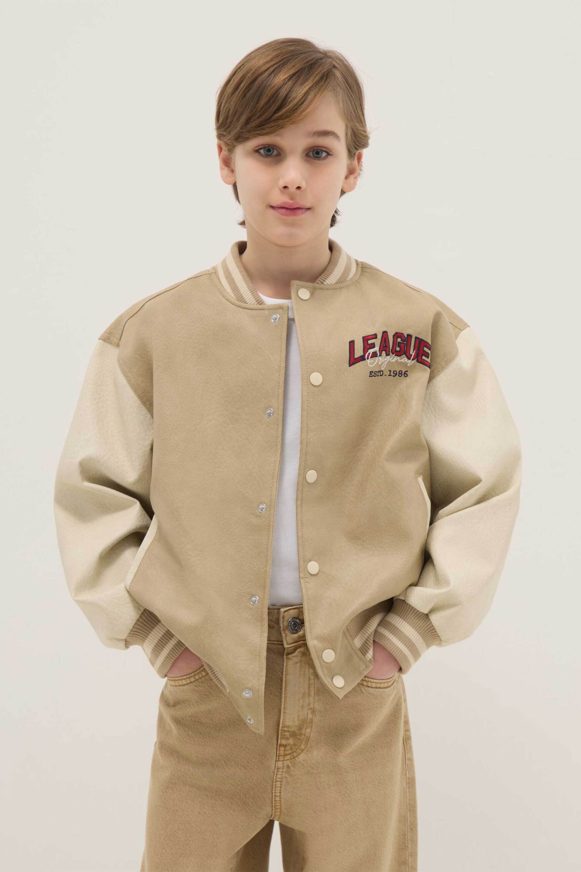 OVS παιδικό bomber jacket με τσέπες και ribbed τελειώματα - 002517329 Μπεζ