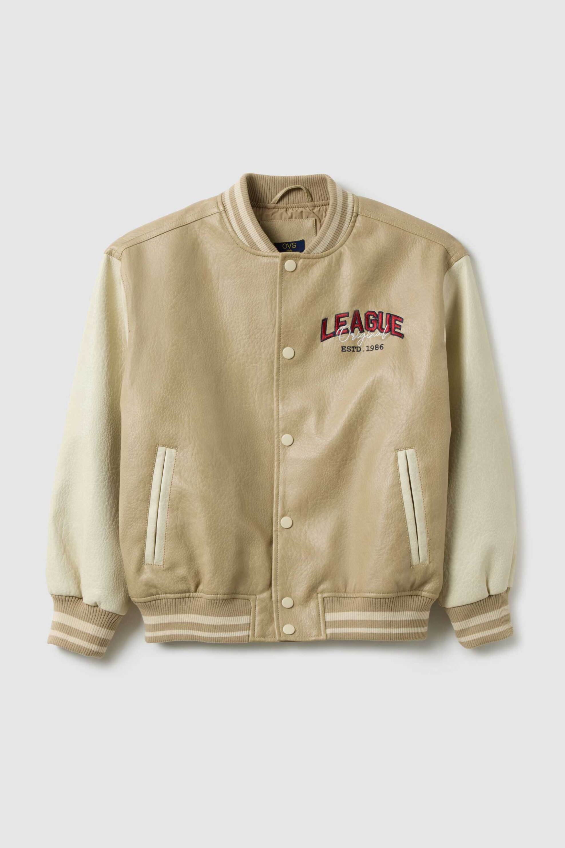 Ovs Παιδικό Bomber Jacket με Τσέπες Και Ribbed Τελειώματα - 002517329 Μπεζ