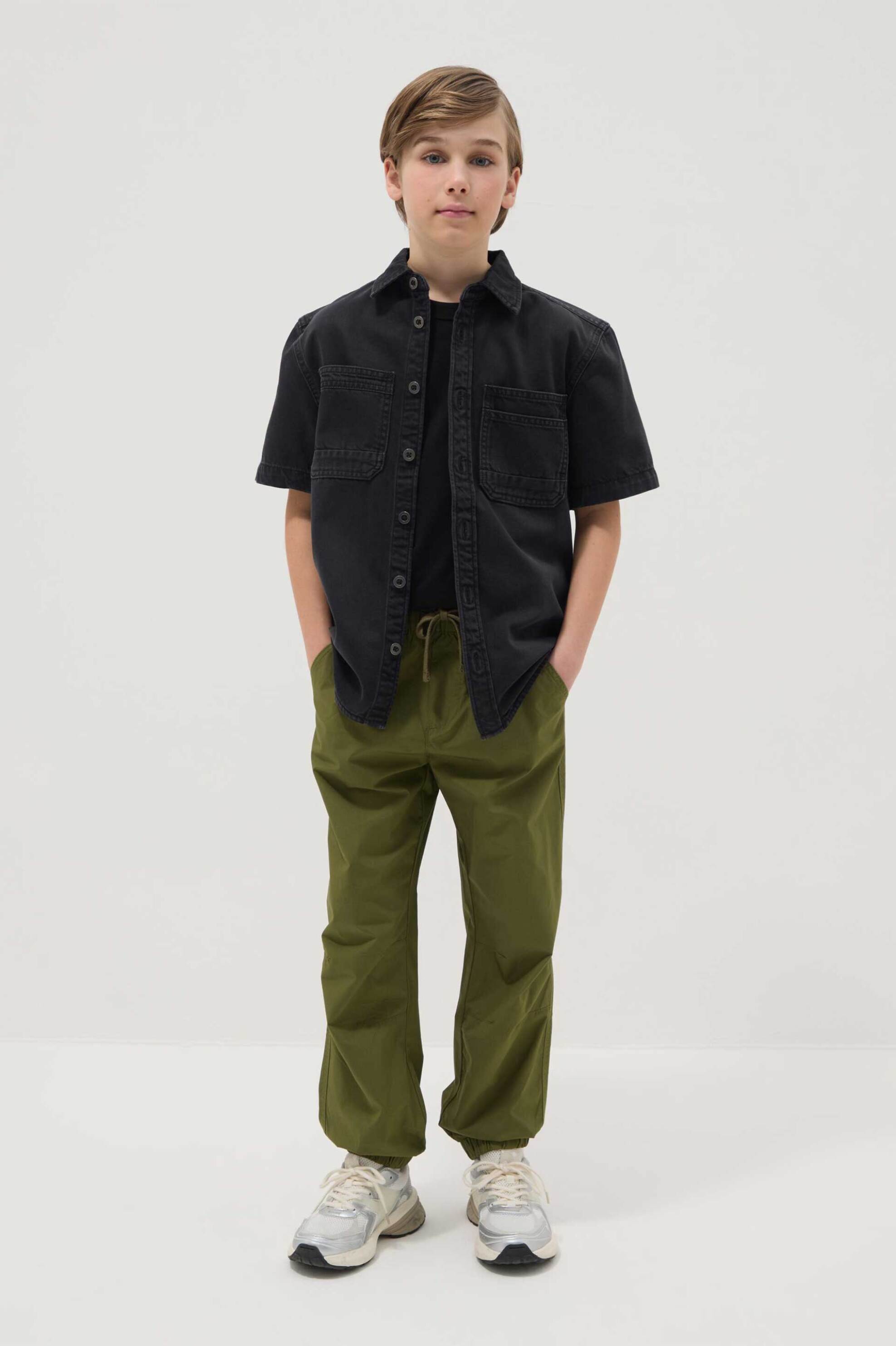 OVS παιδικό παντελόνι μονόχρωμο Wide Leg - 002567914 Χακί