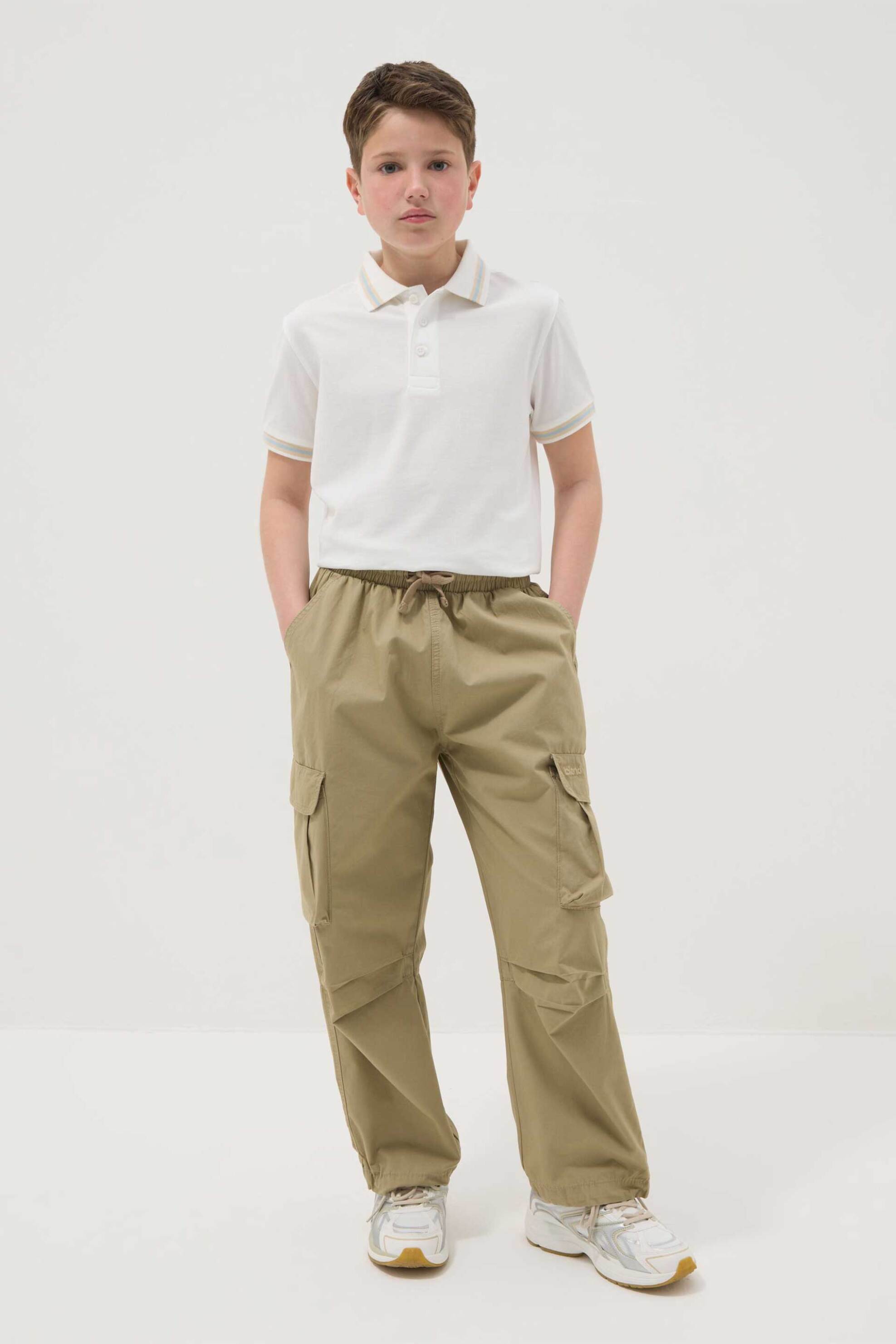 OVS παιδικό παντελόνι cargo μονόχρωμο Regular Fit - 002567941 Μπεζ