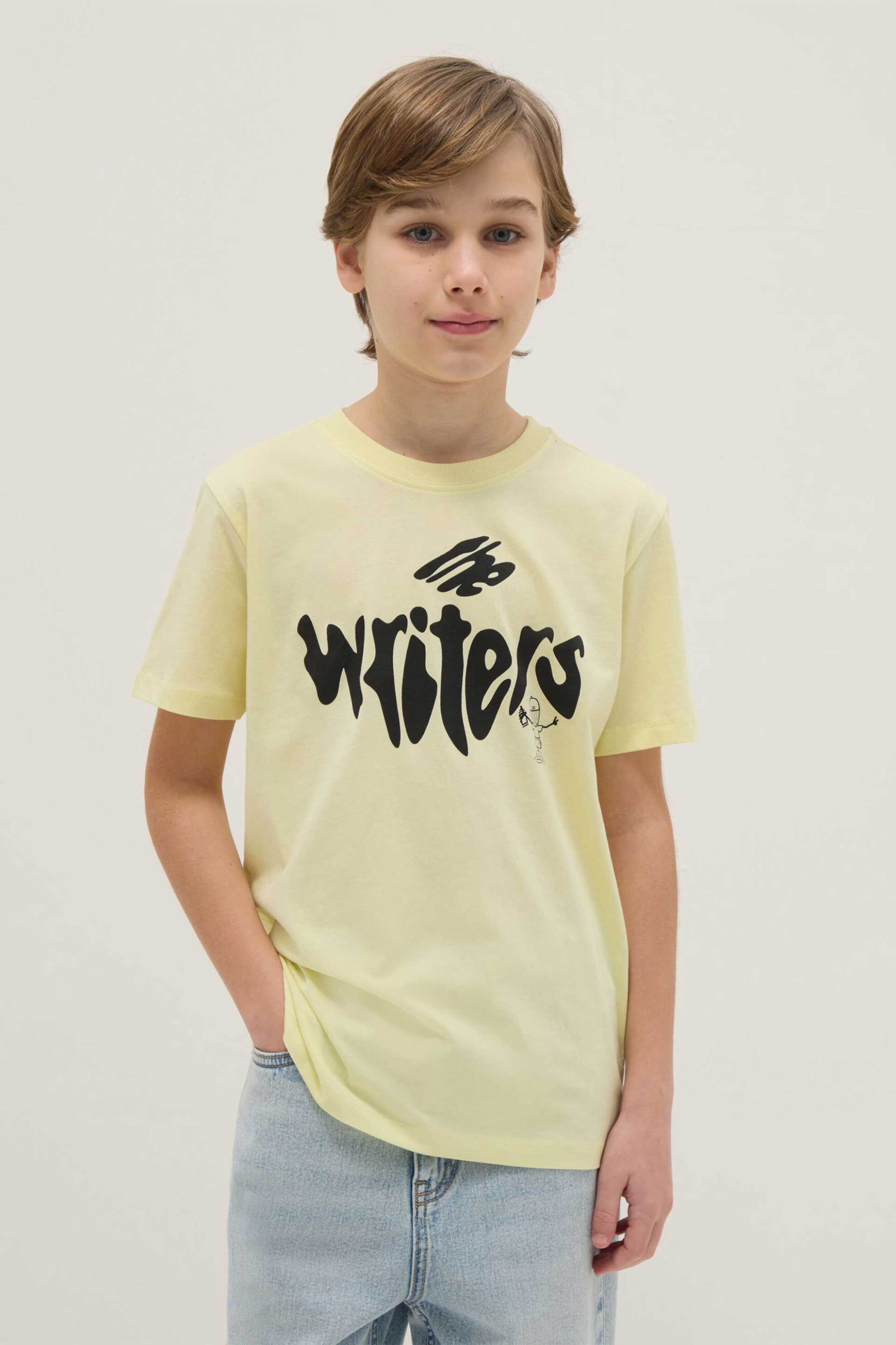 OVS παιδικό T-shirt με lettering print Regular Fit - 002574095 Κίτρινο