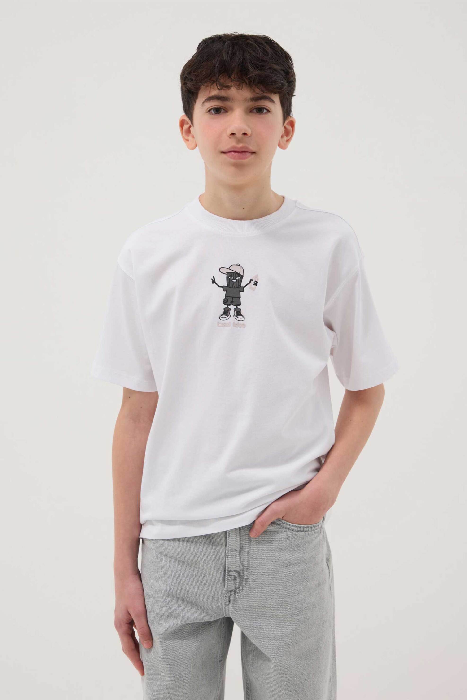 OVS παιδικό T-shirt με print Oversized Fit - 002574115 Λευκό