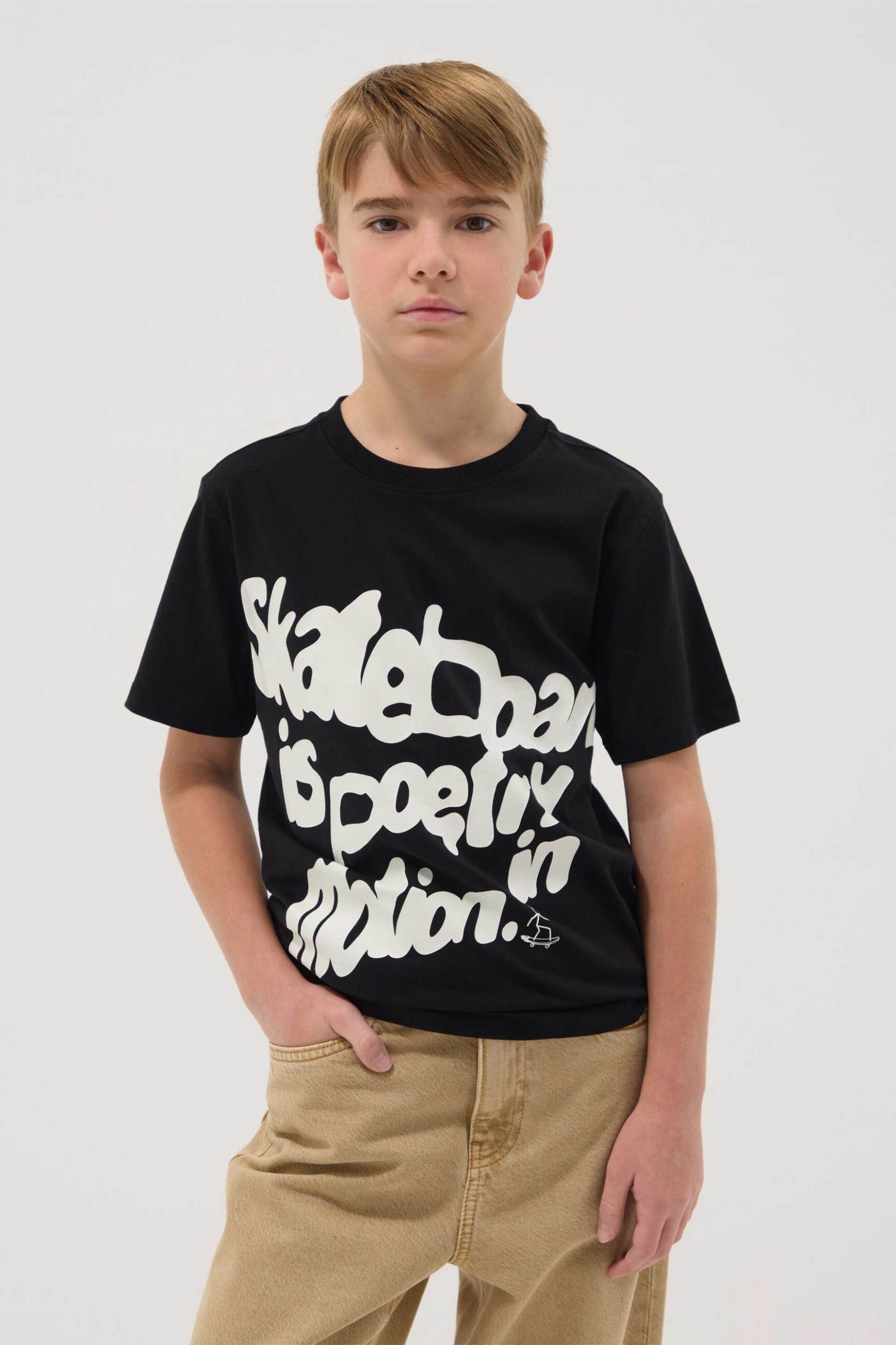 OVS παιδικό T-shirt με print Regular Fit - 002574125 Μαύρο