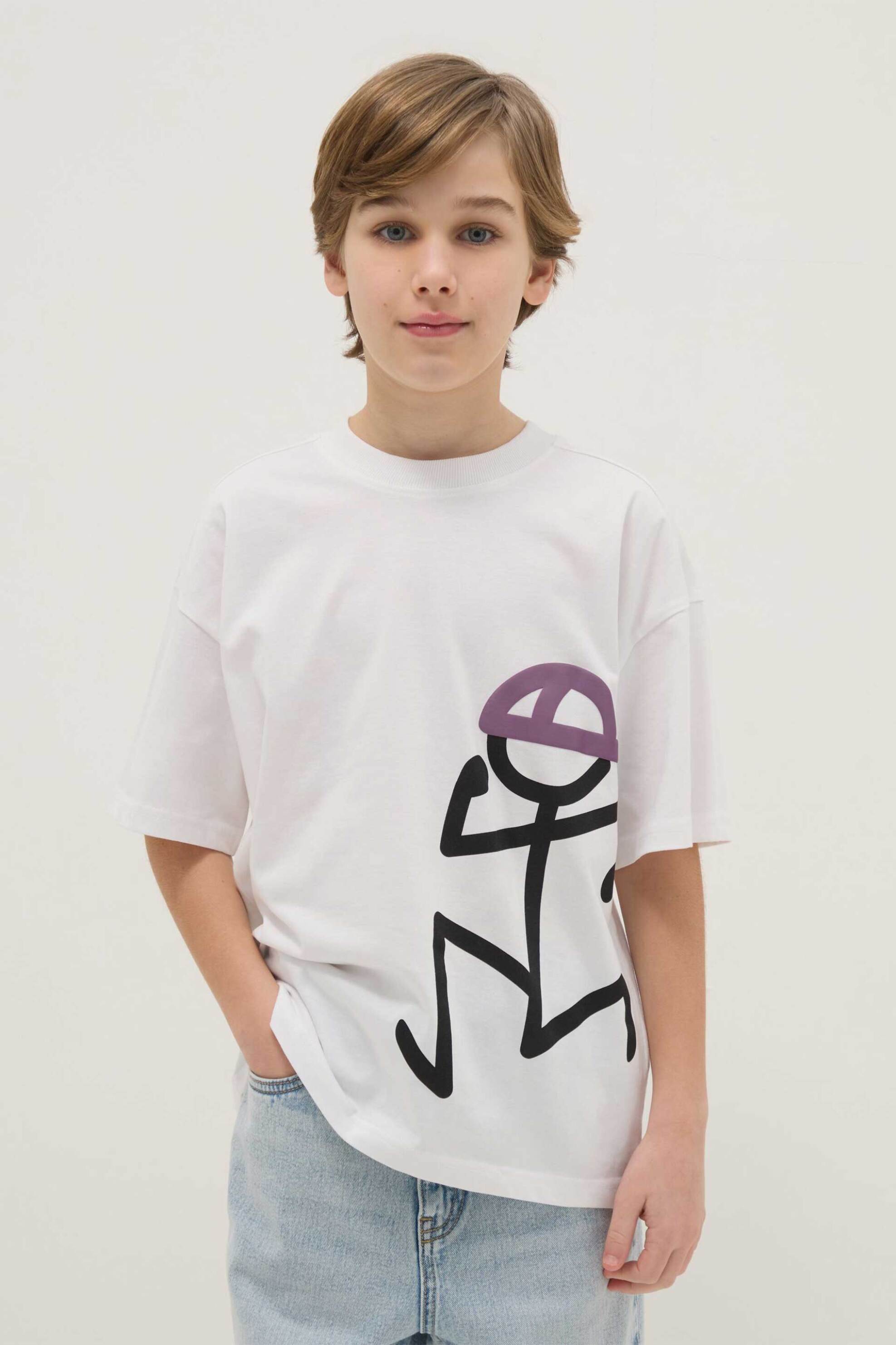 OVS παιδικό T-shirt με print Oversized Fit - 002613355 Λευκό