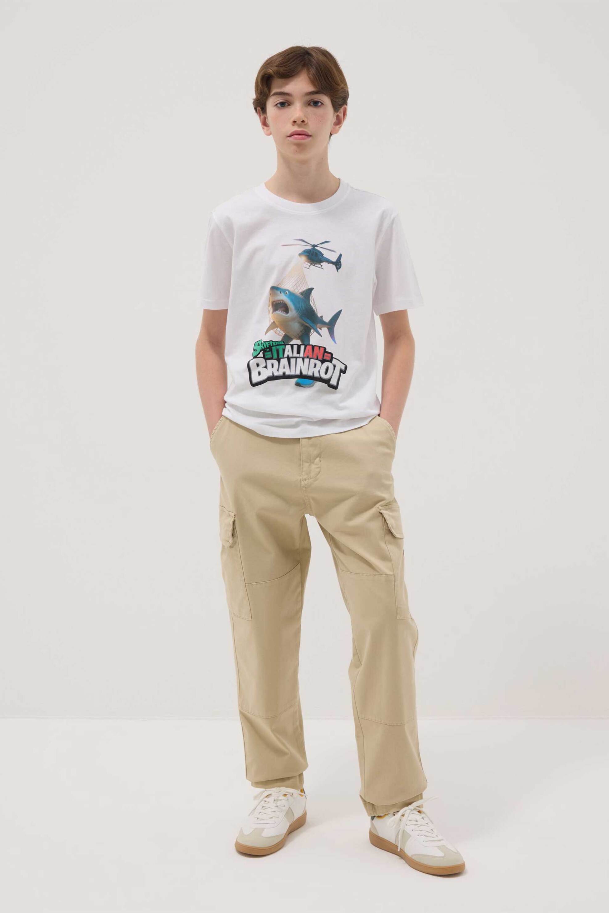 OVS παιδικό παντελόνι cargo μονόχρωμο Regular Fit - 002552270 Μπεζ