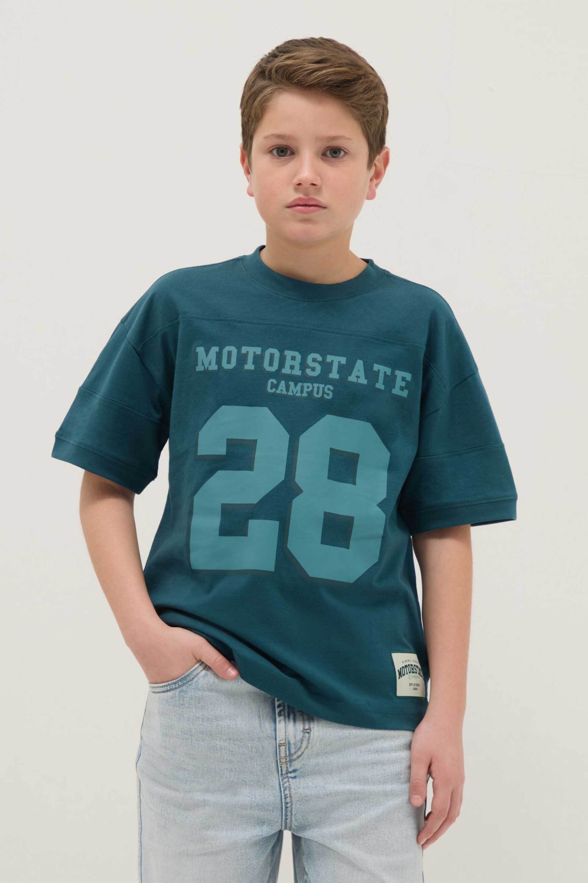 OVS παιδικό T-shirt με lettering print Oversized Fit - 002574100 Πράσινο Aqua