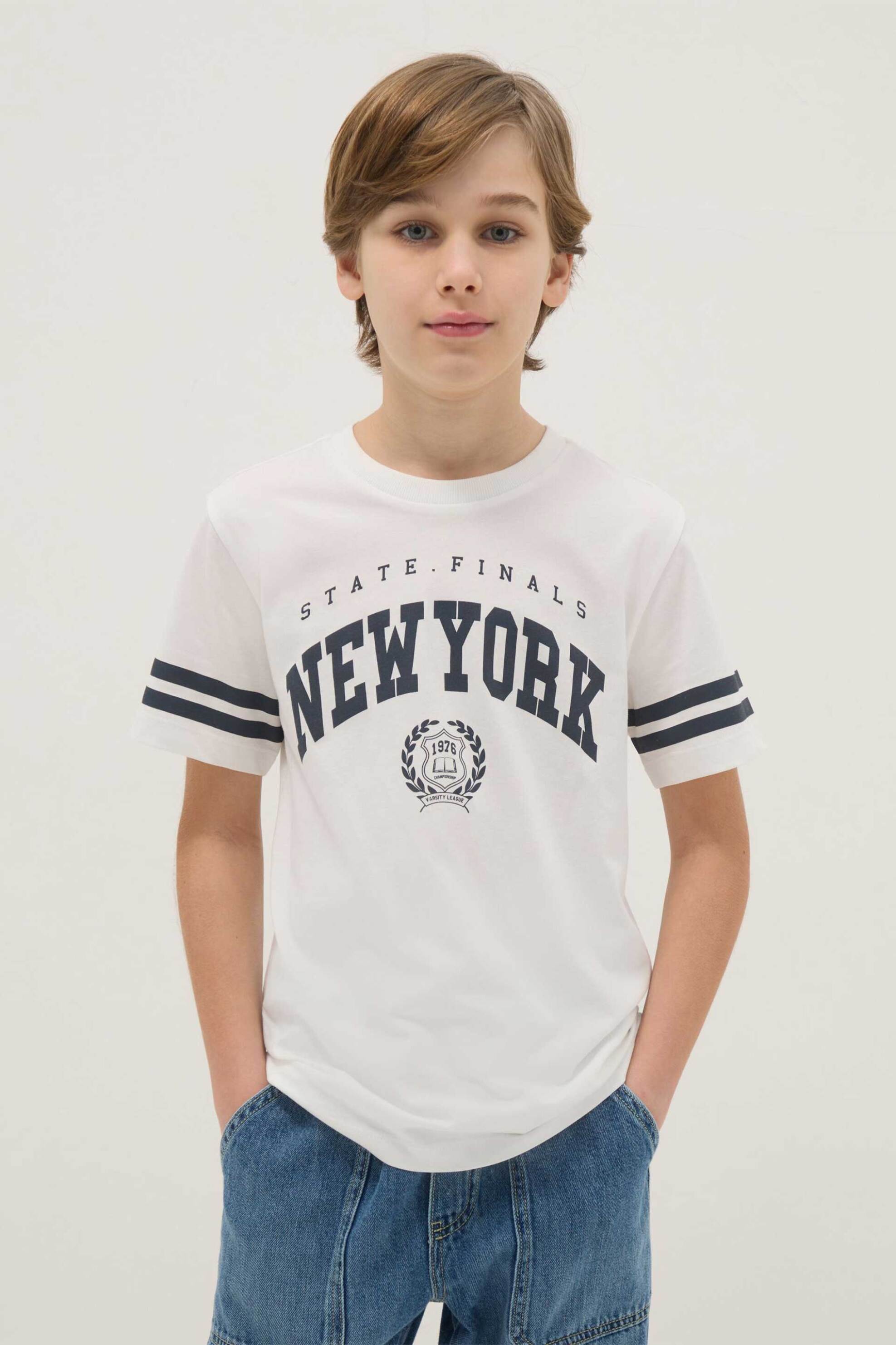 OVS παιδικό T-shirt με lettering print Regular Fit - 002574170 Λευκό
