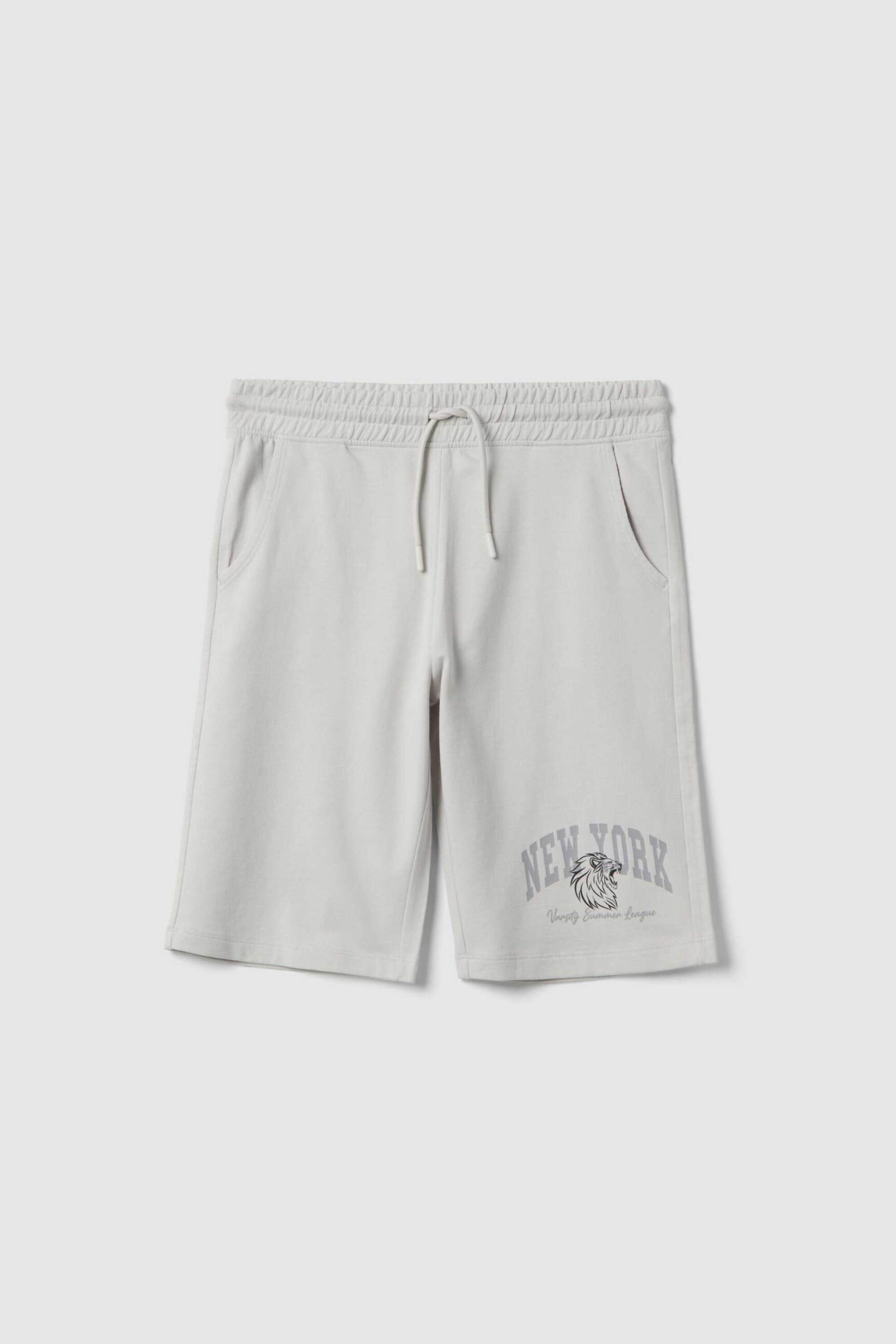 OVS παιδική βερμούδα με lettering print Regular Fit - 002613482 Γκρι