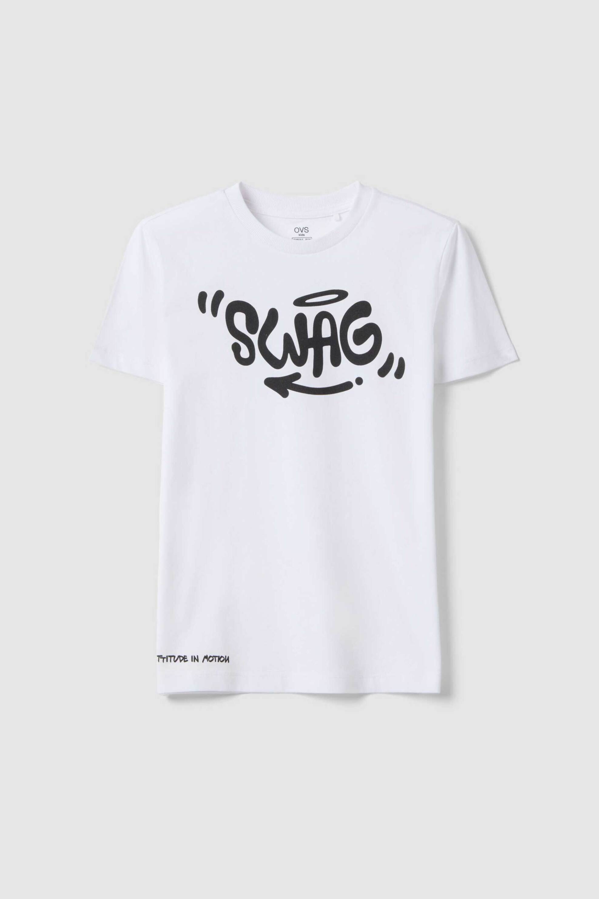 OVS παιδικό T-shirt με lettering print Regular Fit - 002681696 Λευκό