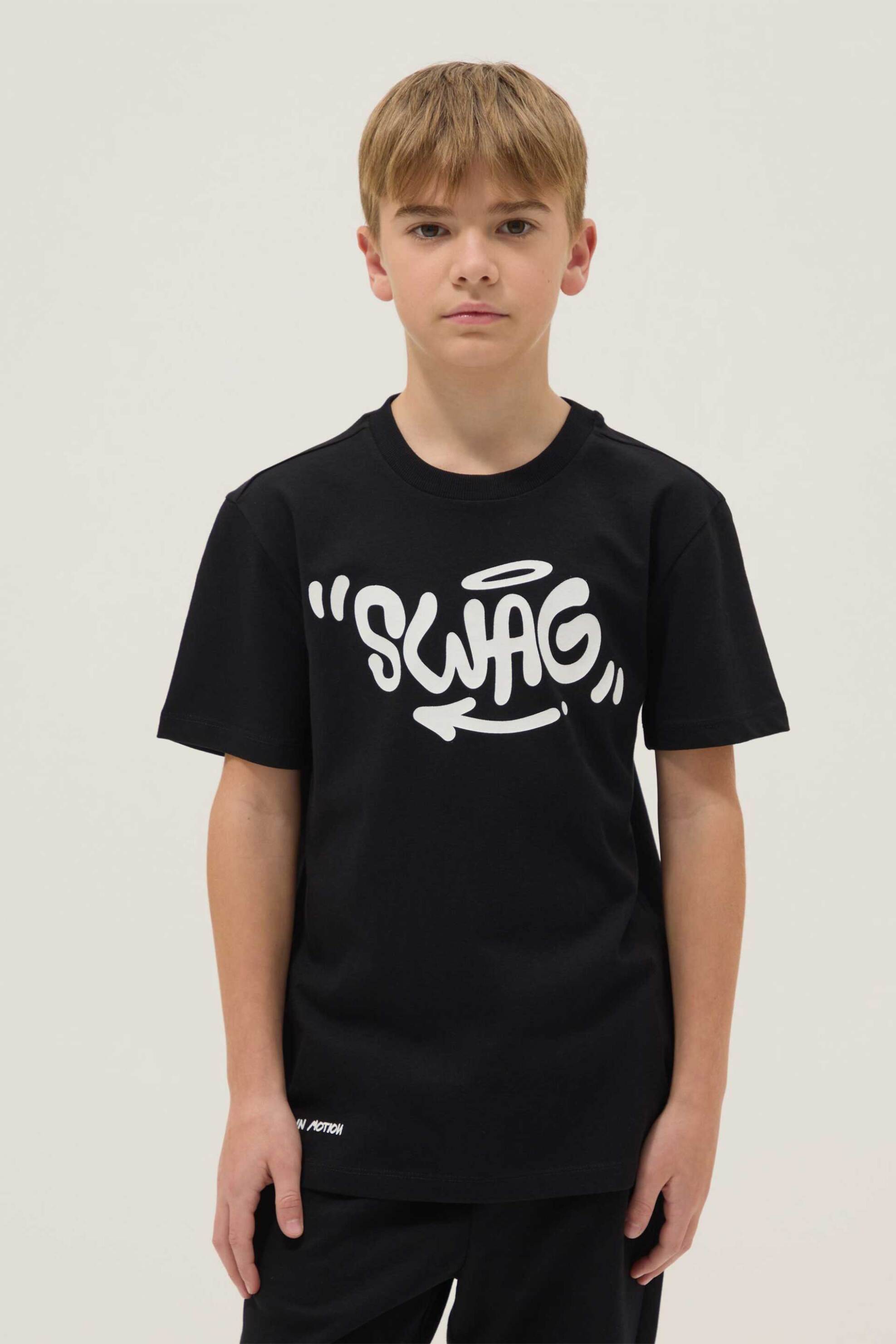 OVS παιδικό T-shirt με lettering print Regular Fit - 002681701 Μαύρο