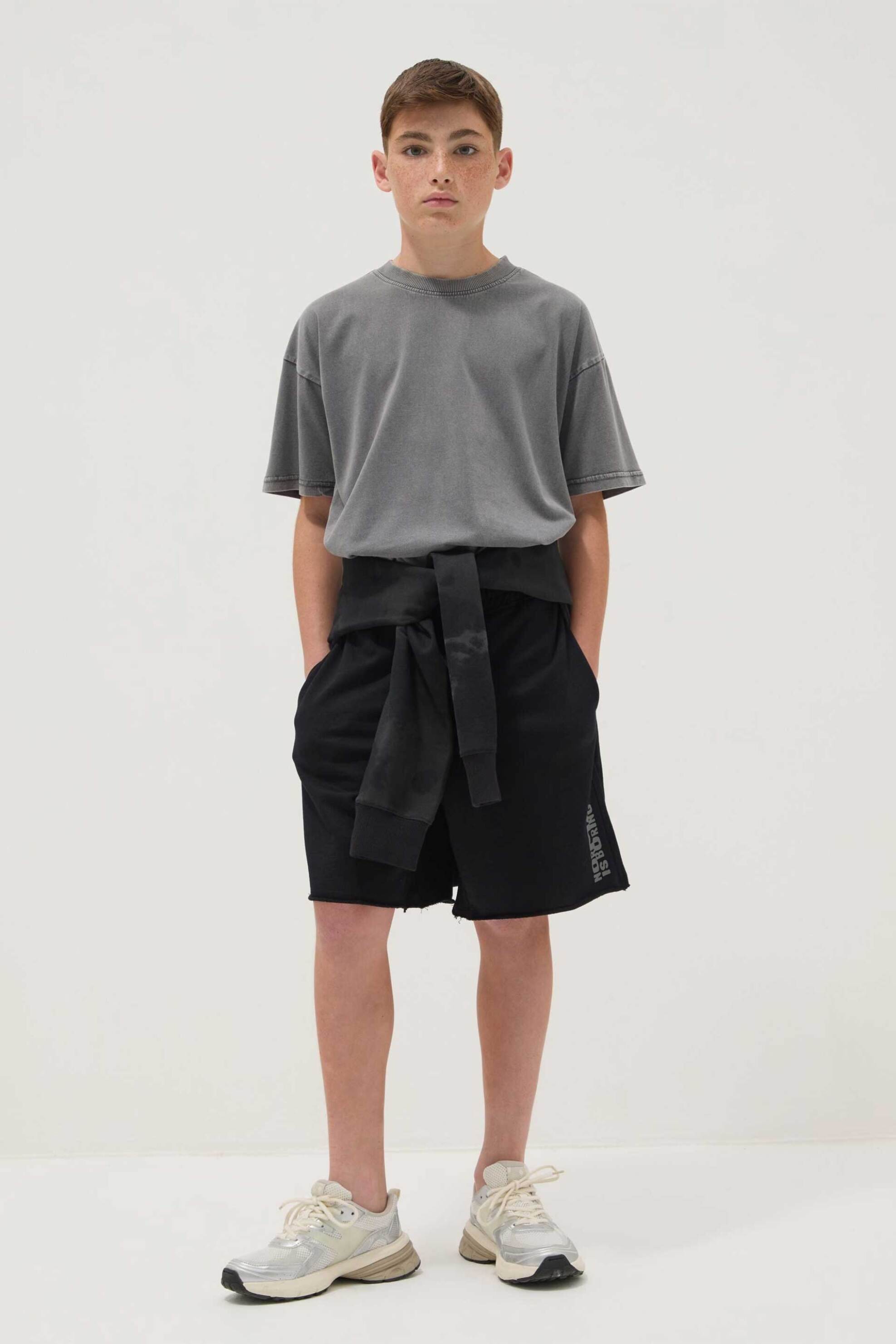 OVS παιδικό σορτς με ελαστική μέση και lettering Oversized Fit - 002681502 Μαύρο