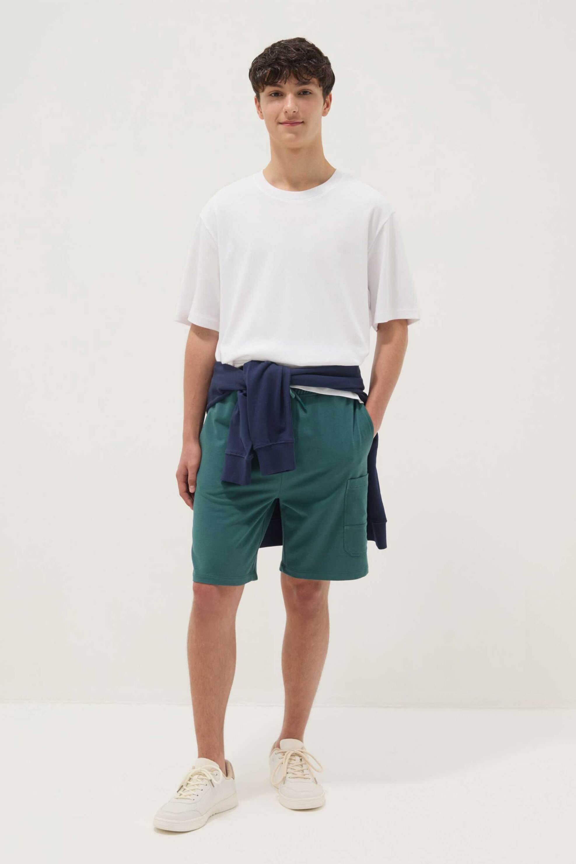OVS παιδικό σορτς μονόχρωμο με ελαστική μέση Oversized Fit - 002681462 Πετρόλ