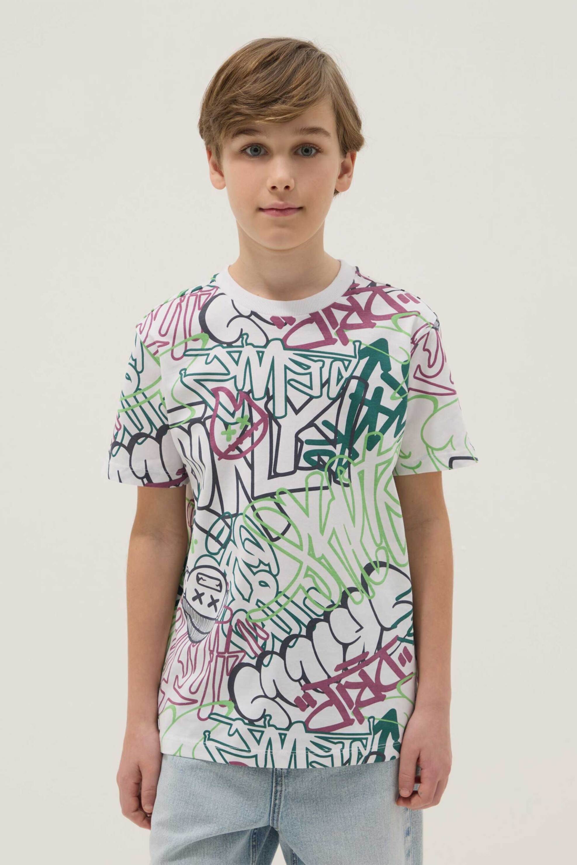 OVS παιδικό T-shirt με all-over print Regular Fit - 002681738 Λευκό