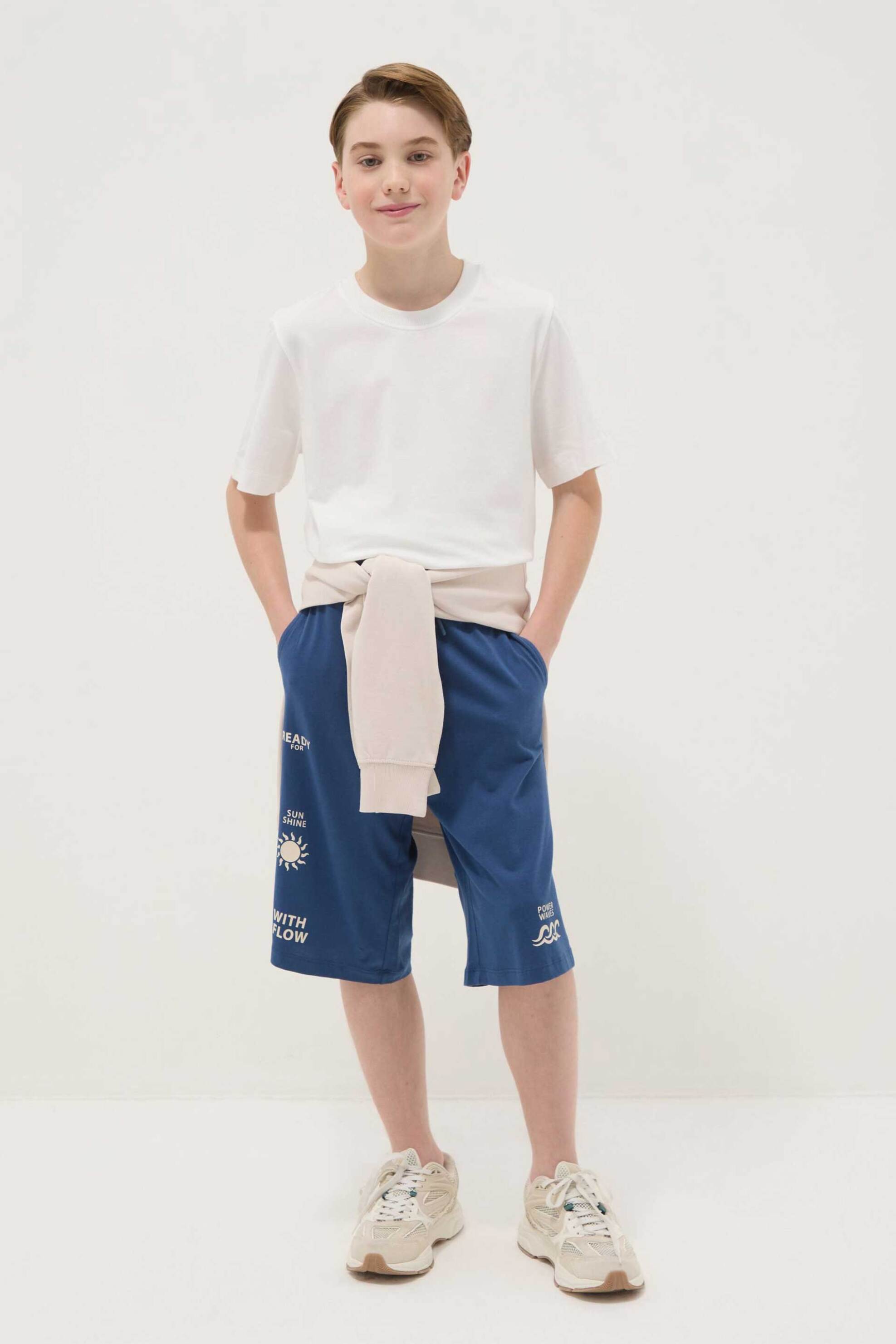 OVS παιδικό σορτς με ελαστική μέση και print Regular Fit - 002682428 Μπλε
