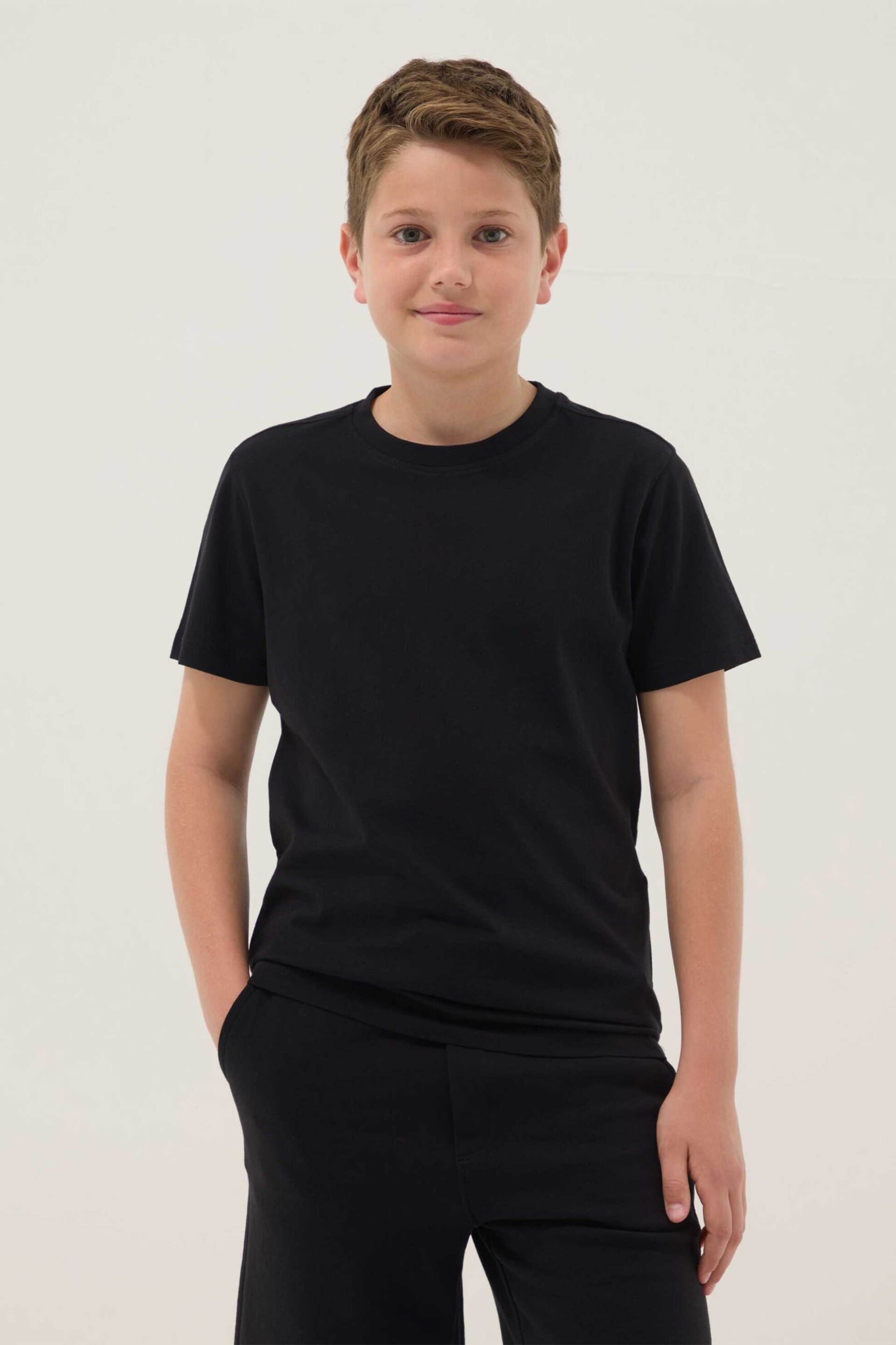OVS παιδικό T-shirt μονόχρωμο Regular Fit - 002682637 Μαύρο