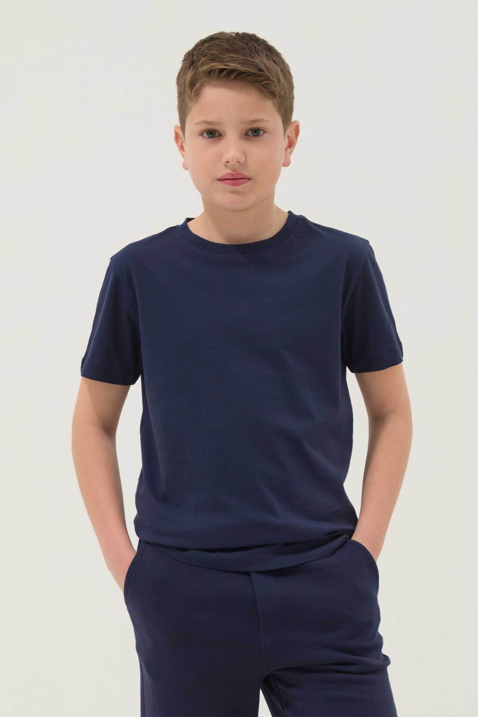 OVS παιδικό T-shirt μονόχρωμο Regular Fit - 002682647 Μπλε Σκούρο
