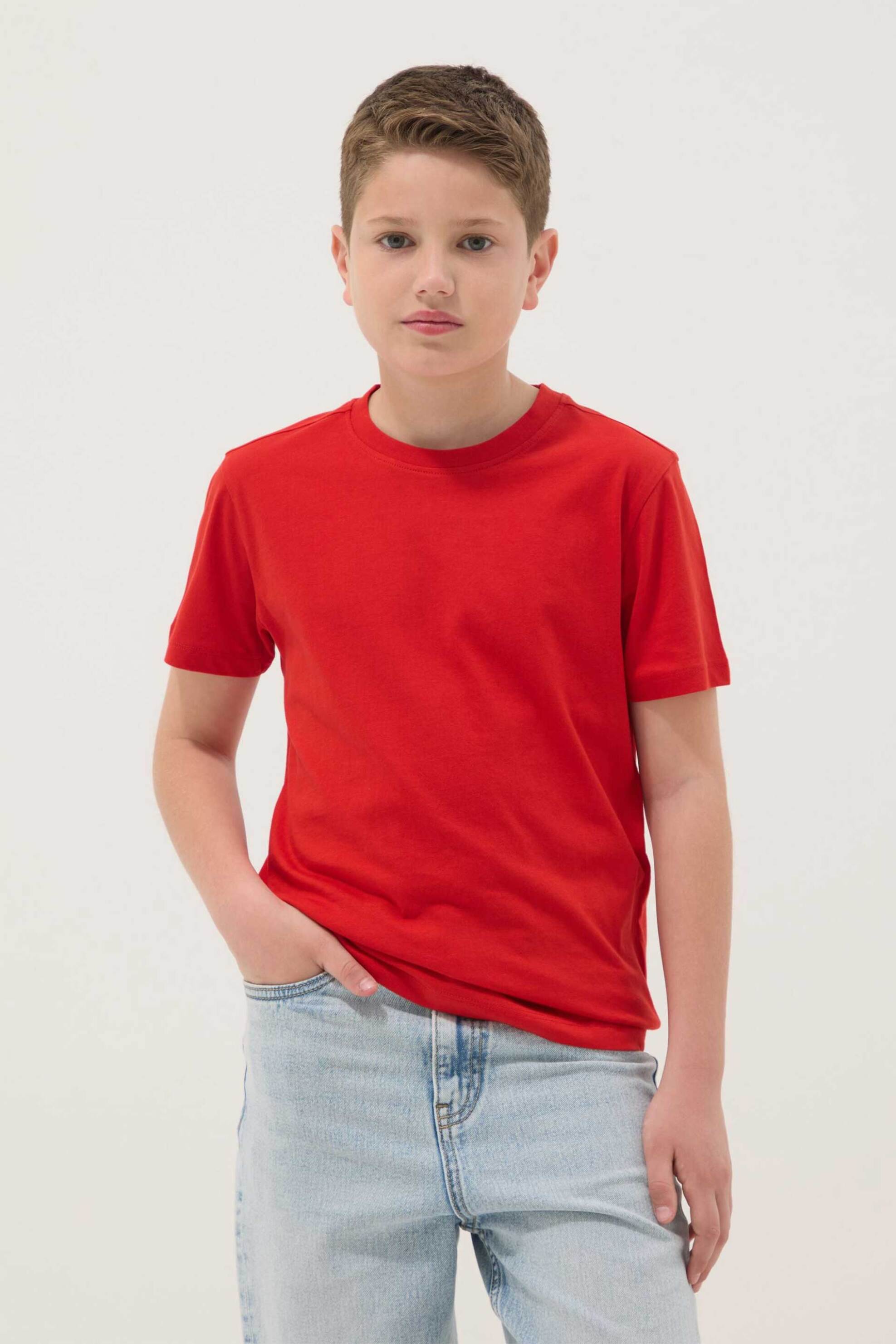 OVS παιδικό T-shirt μονόχρωμο Regular Fit - 002682642 Κόκκινο