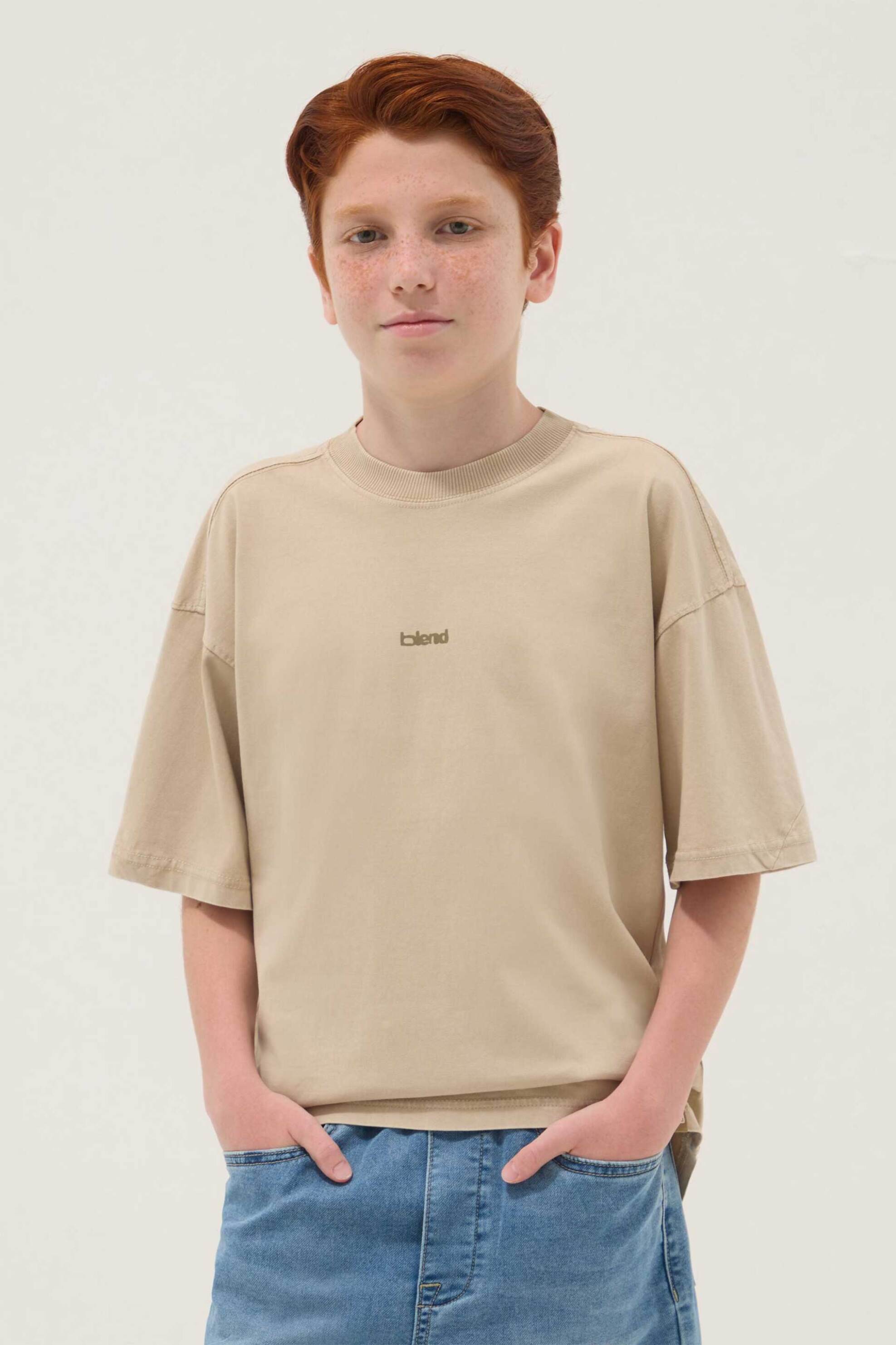 OVS παιδικό T-shirt με lettering Oversized Fit - 002613350 Μπεζ