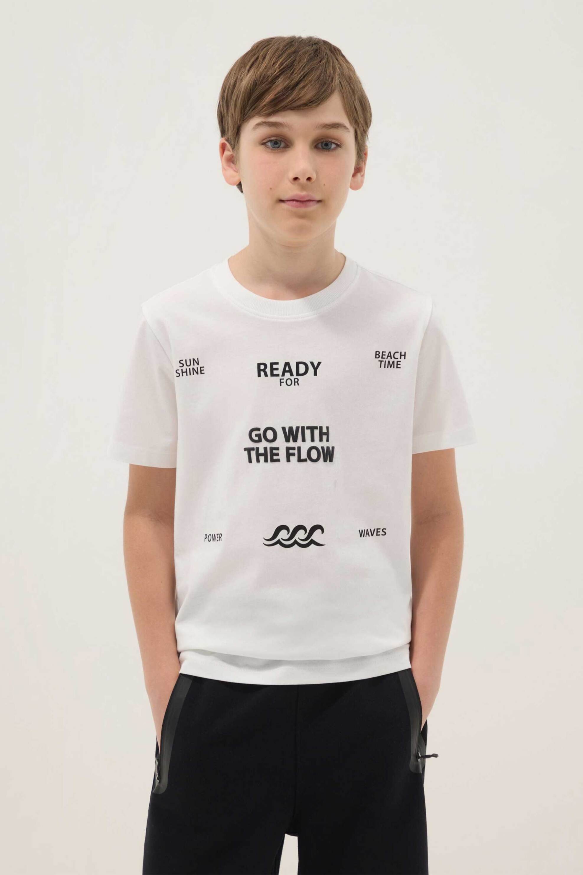 OVS παιδικό T-shirt με lettering Regular Fit - 002682493 Λευκό