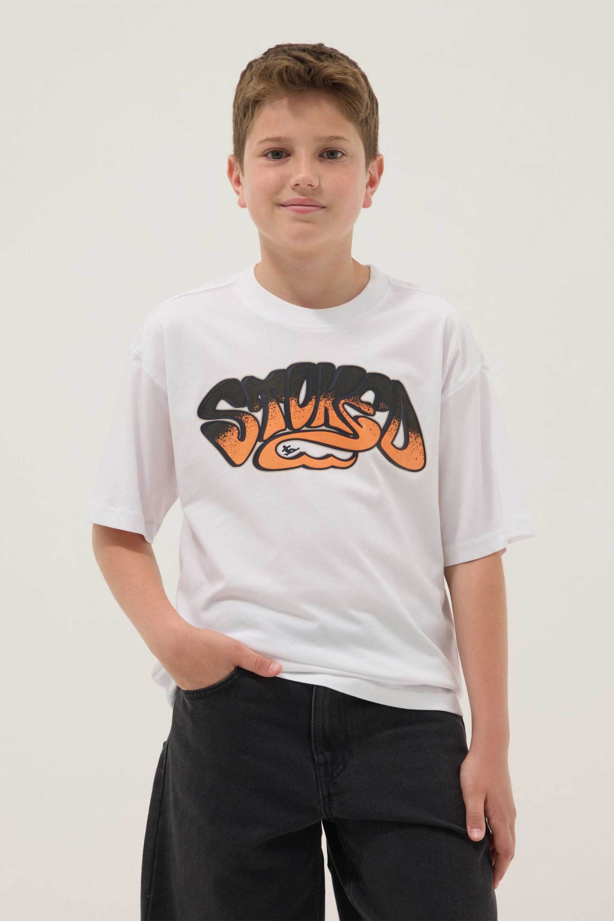 OVS παιδικό T-shirt με graphic print Oversized Fit - 002690548 Λευκό