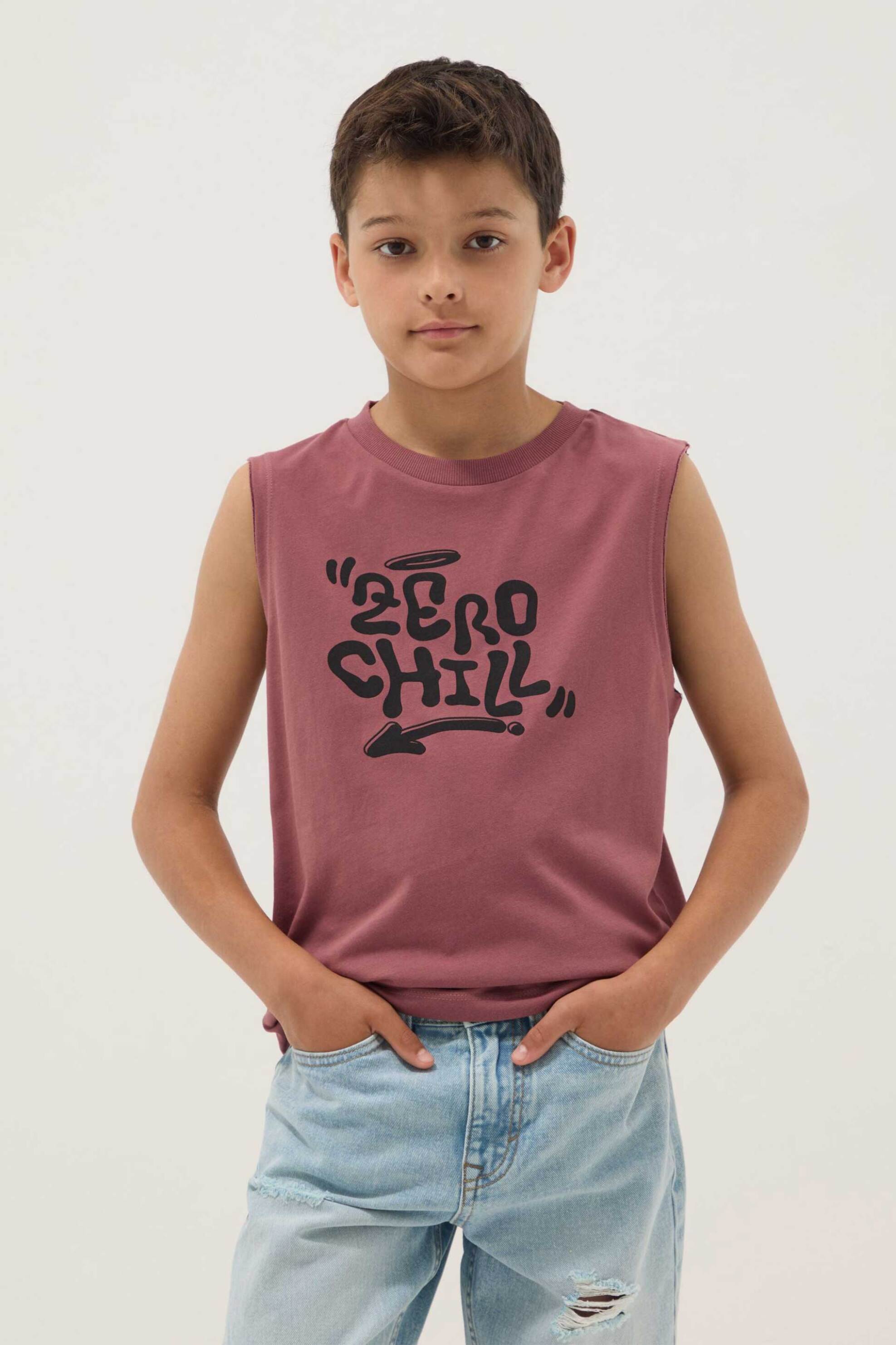 OVS παιδική αμάνικη μπλούζα με graphic lettering Regular Fit - 002690493 Σάπιο Μήλο