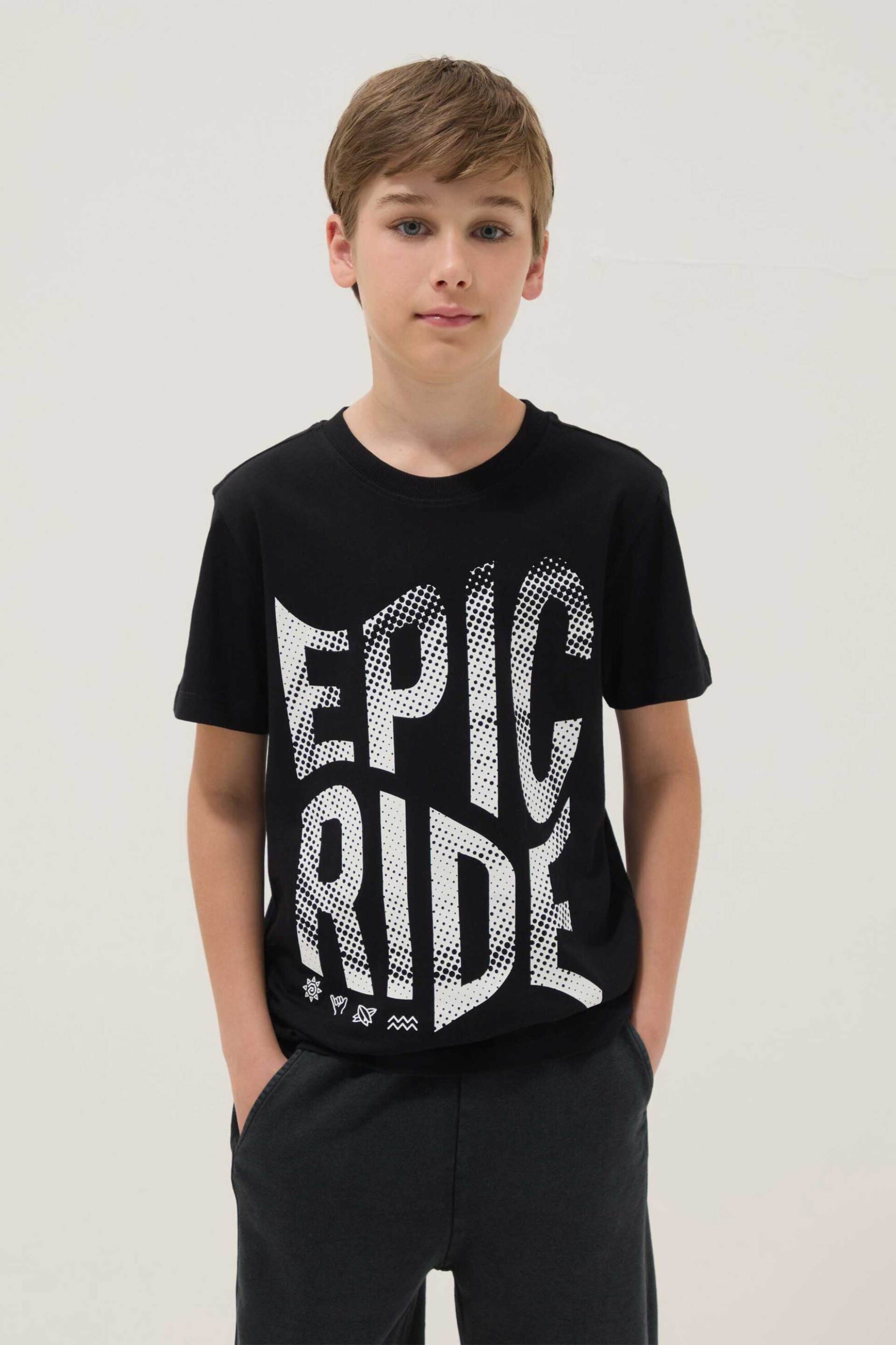 OVS παιδικό T-shirt με letter print Regular Fit - 002690528 Μαύρο