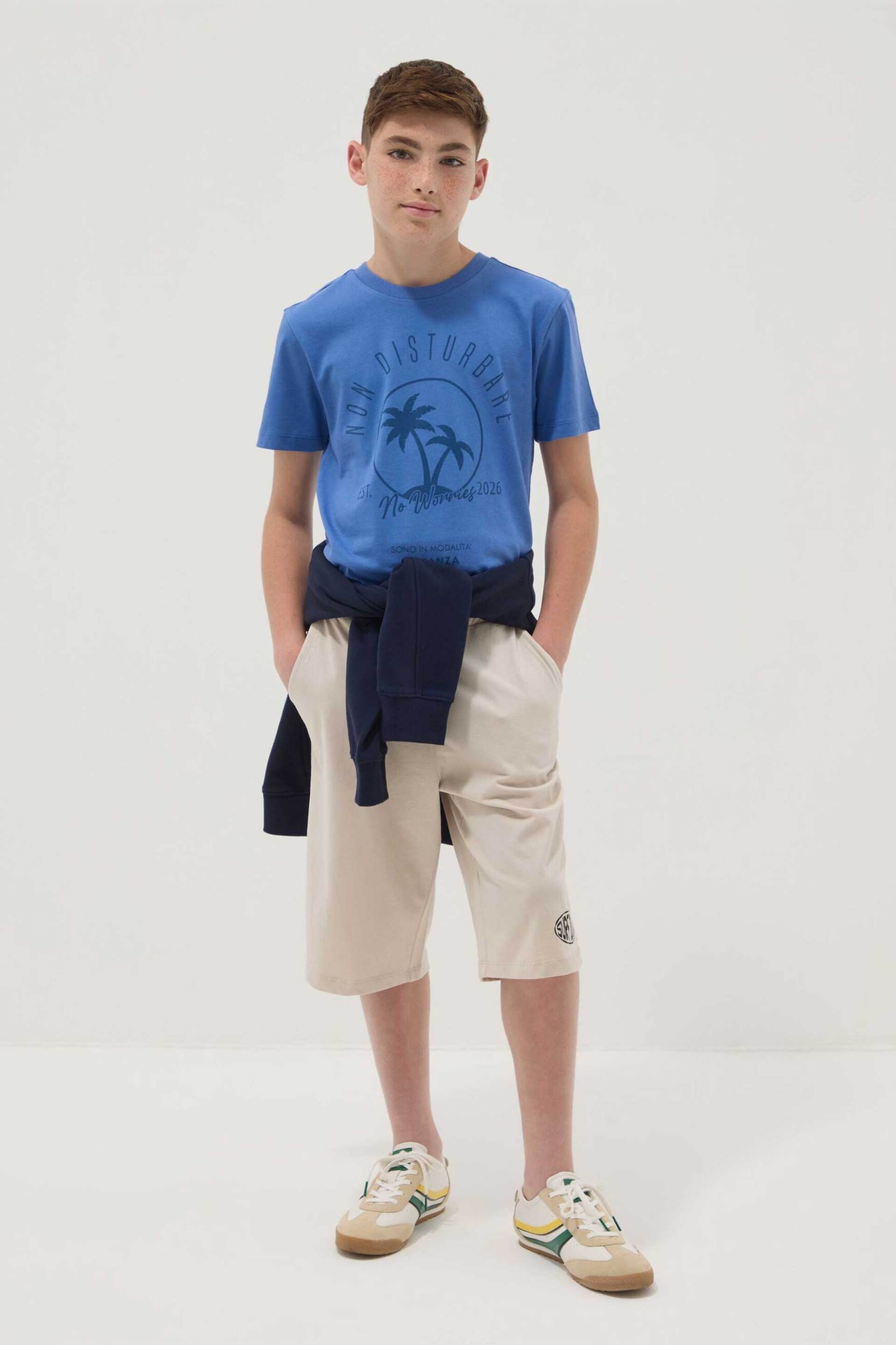 OVS παιδική βερμούδα με ελαστική μέση και graphic lettering Regular Fit - 002690558 Μπεζ