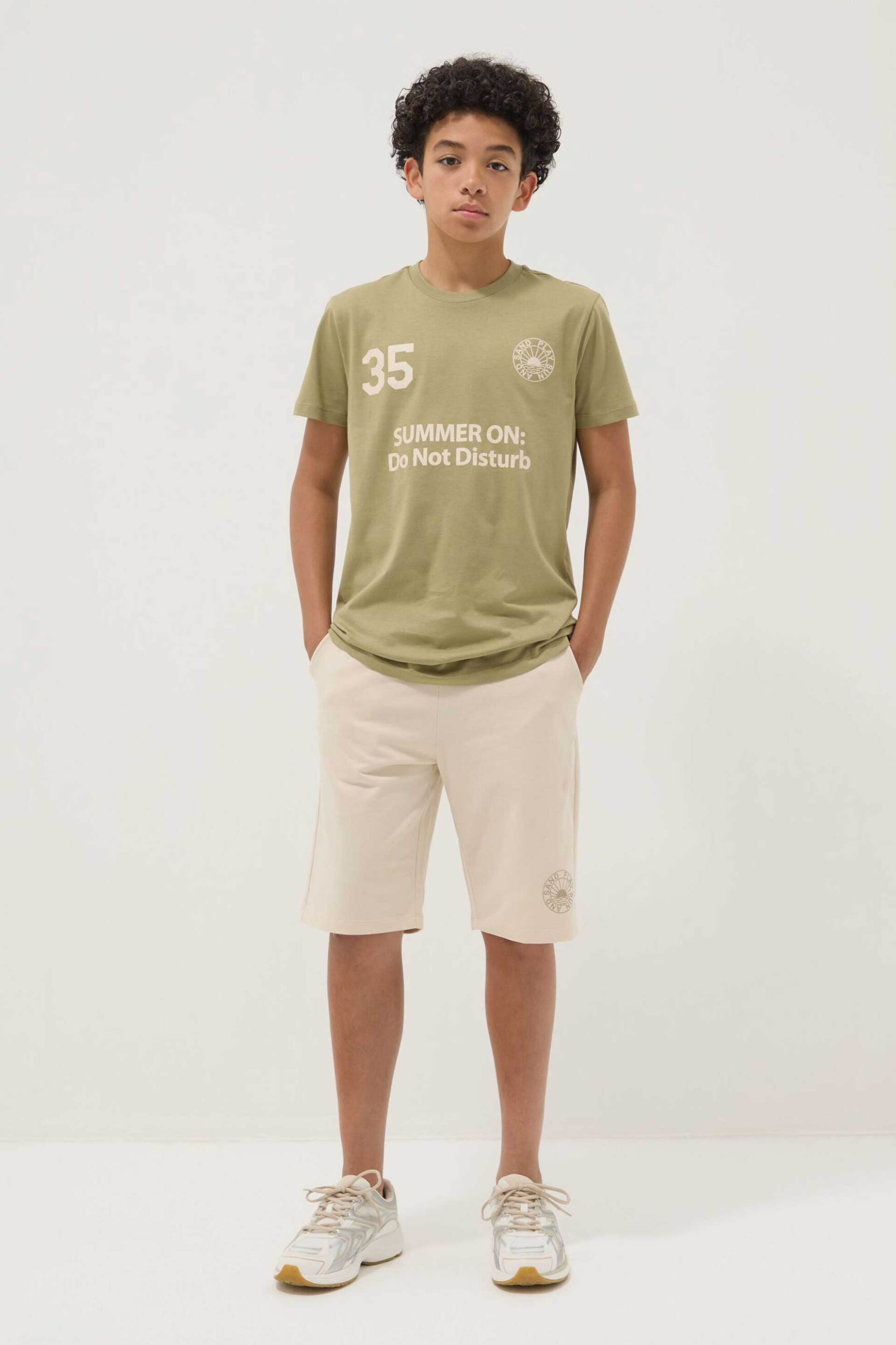 OVS παιδικό σετ με T-shirt και σορτς με print Regular Fit (2 τεμάχια) - 002682364 Λαδί