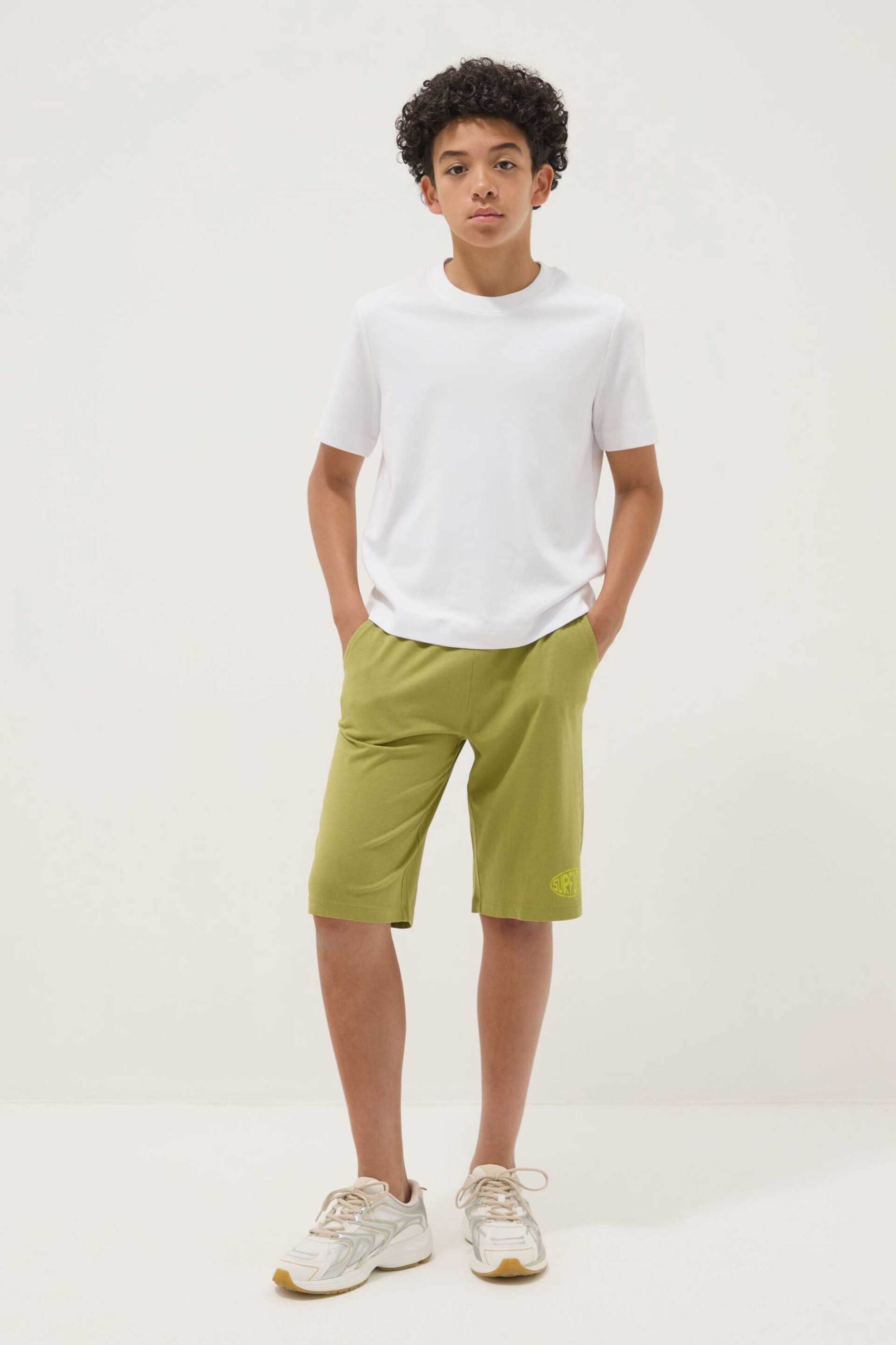 OVS παιδική βερμούδα με ελαστική μέση και graphic lettering Regular Fit - 002690563 Λαδί