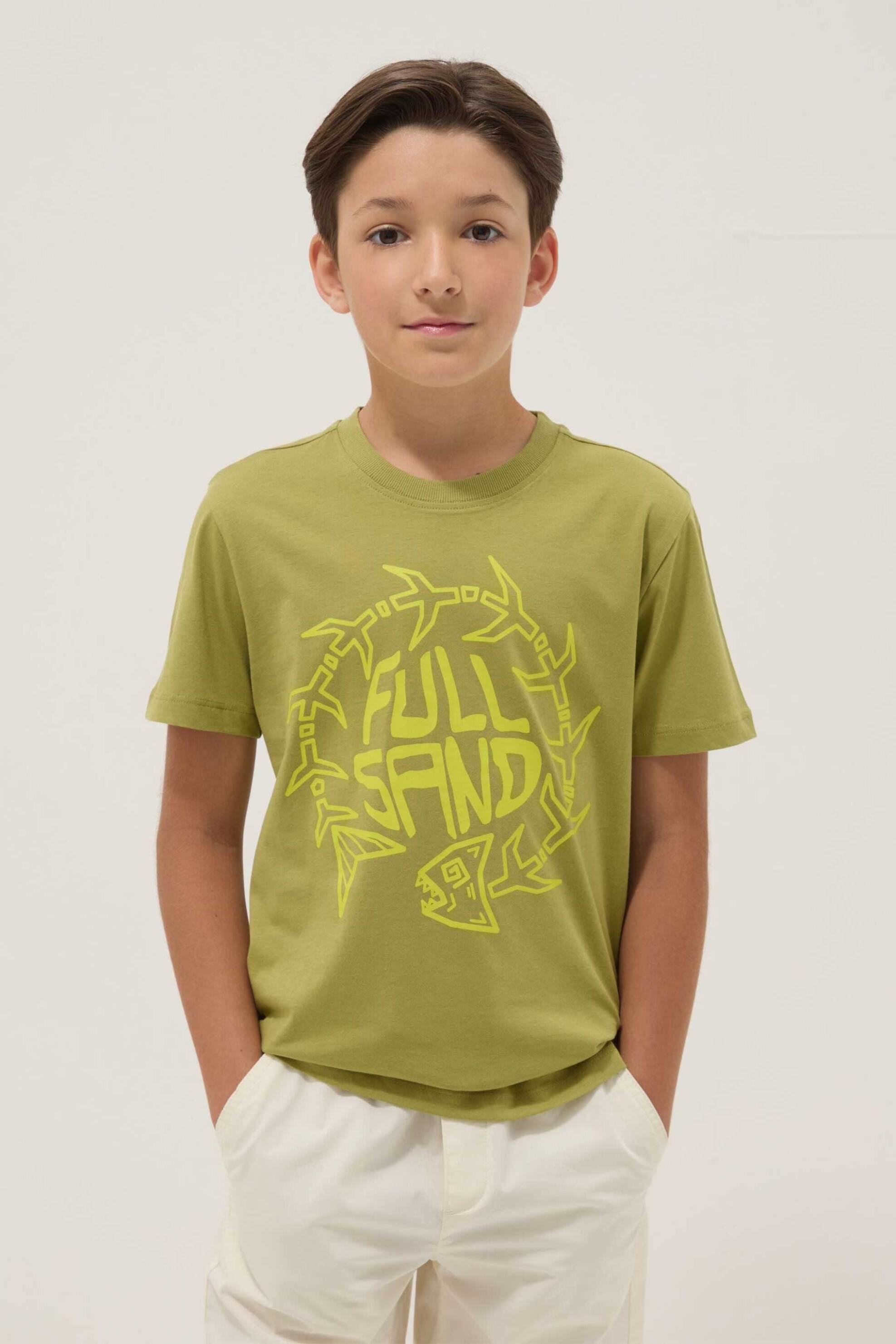 OVS παιδικό T-shirt με graphic print Regular Fit - 002690568 Λαδί