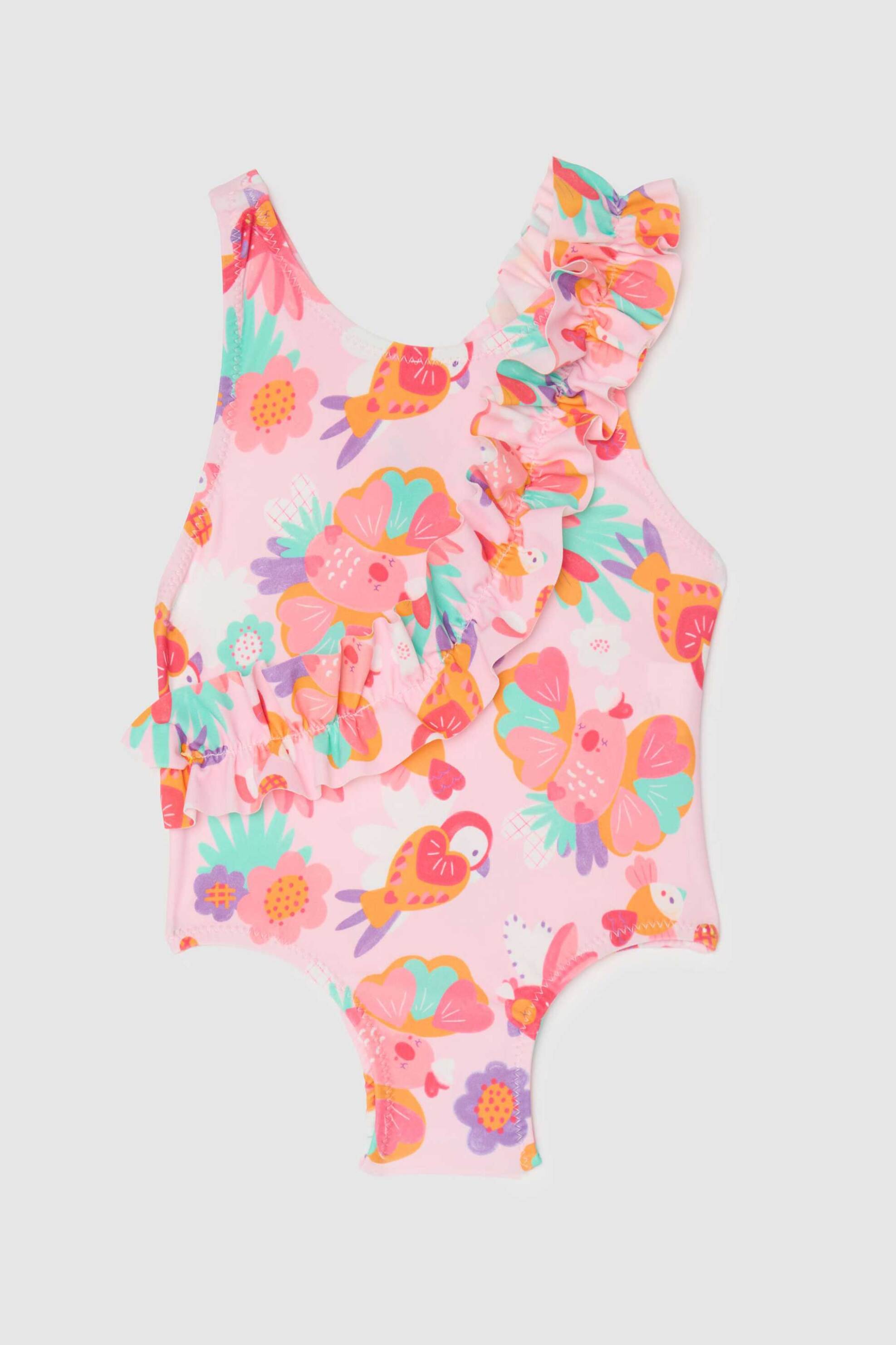 OVS KIDS OVS βρεφικό μαγιό ολόσωμο με πολύχρωμο floral print και βολάν - 002199335 Ροζ