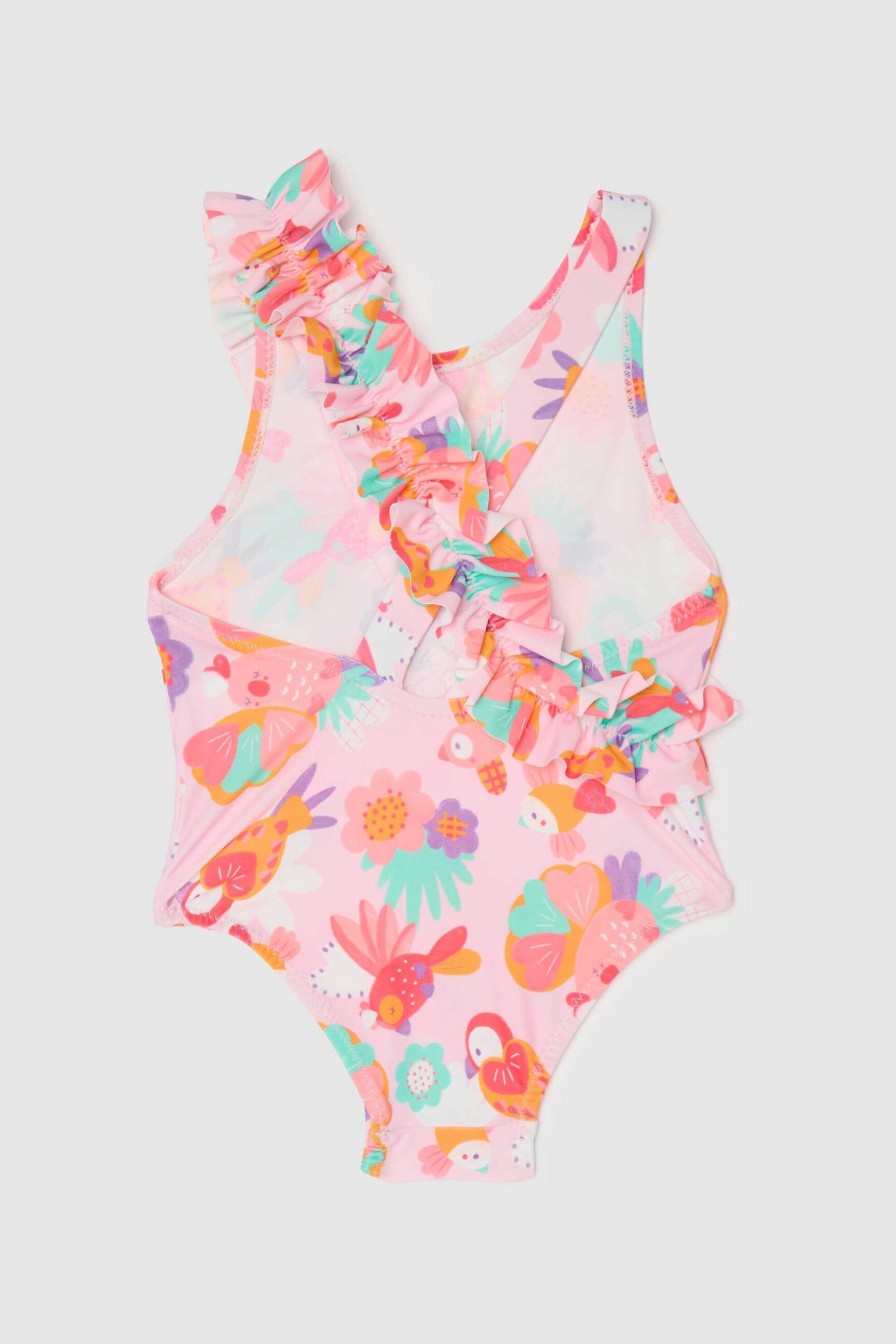 OVS βρεφικό μαγιό ολόσωμο με πολύχρωμο floral print και βολάν - 002199335 Ροζ φωτογραφία