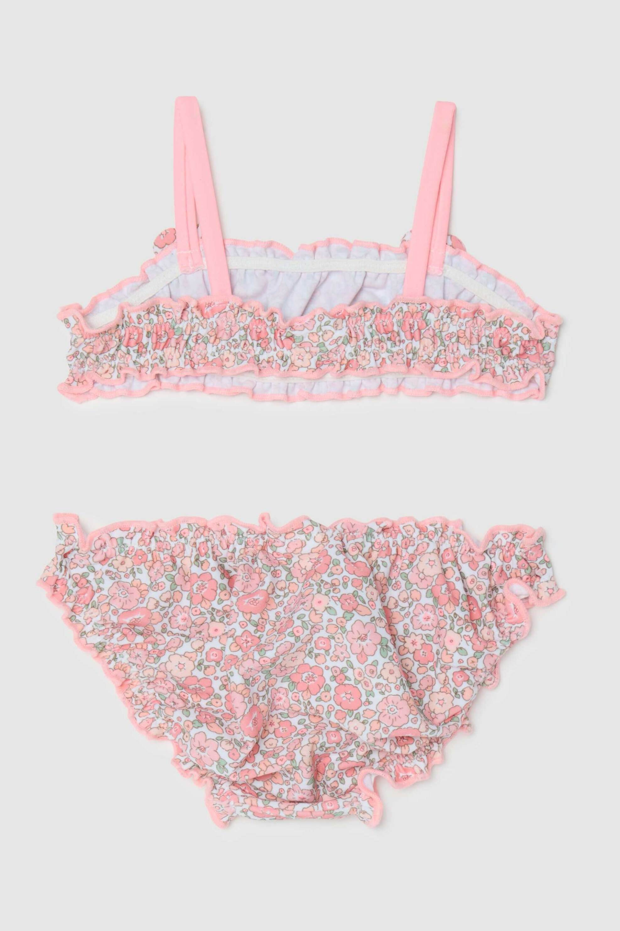 OVS βρεφικό σετ μαγιό μπικίνι τοπ και σλιπ με flower print και κυματιστά τελειώματα - 002199366 Ροζ φωτογραφία