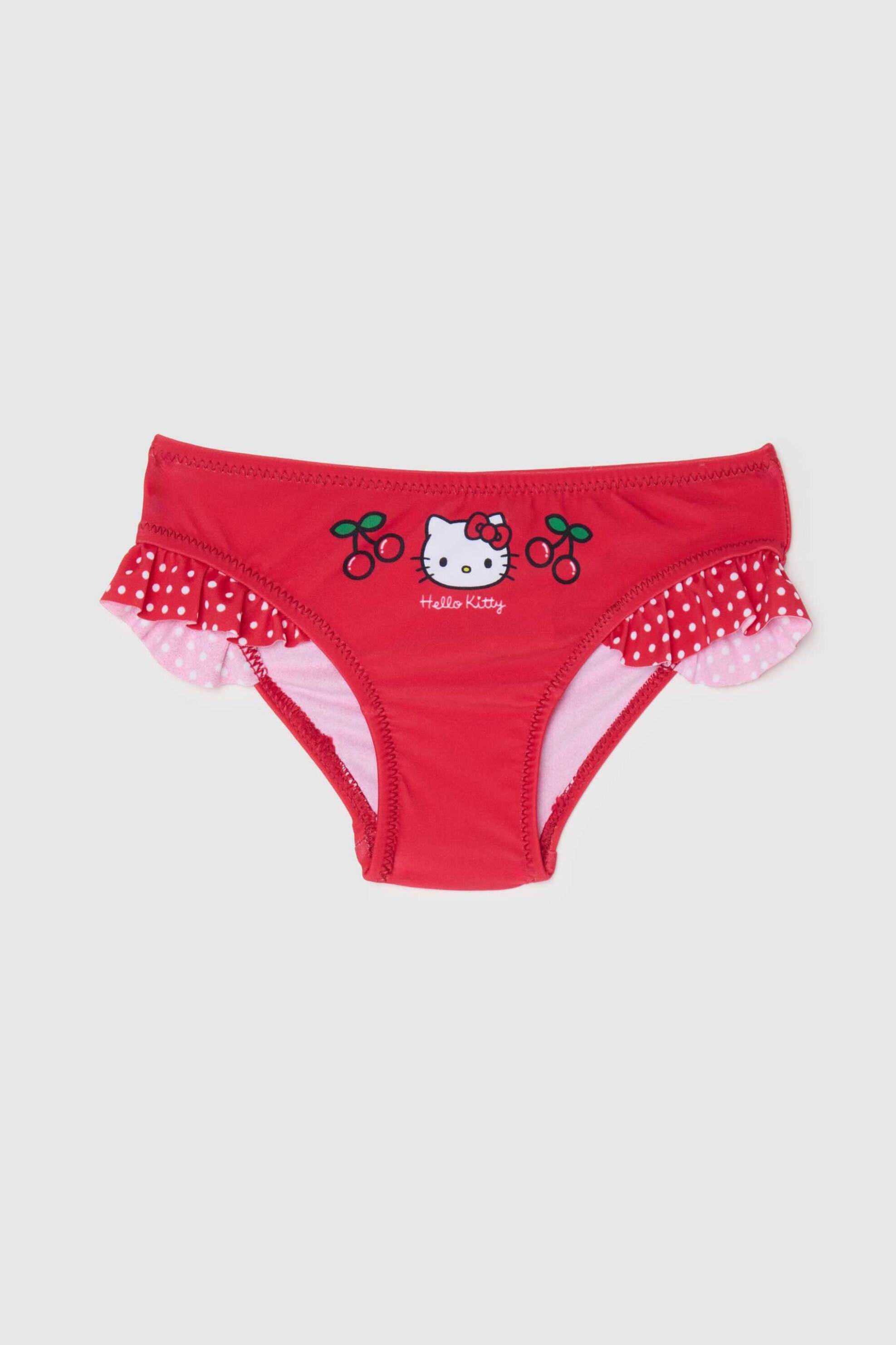 OVS KIDS OVS βρεφικό μαγιό σλιπ για κορίτσια με Hello Kitty print και βολάν - 002259034 Κόκκινο