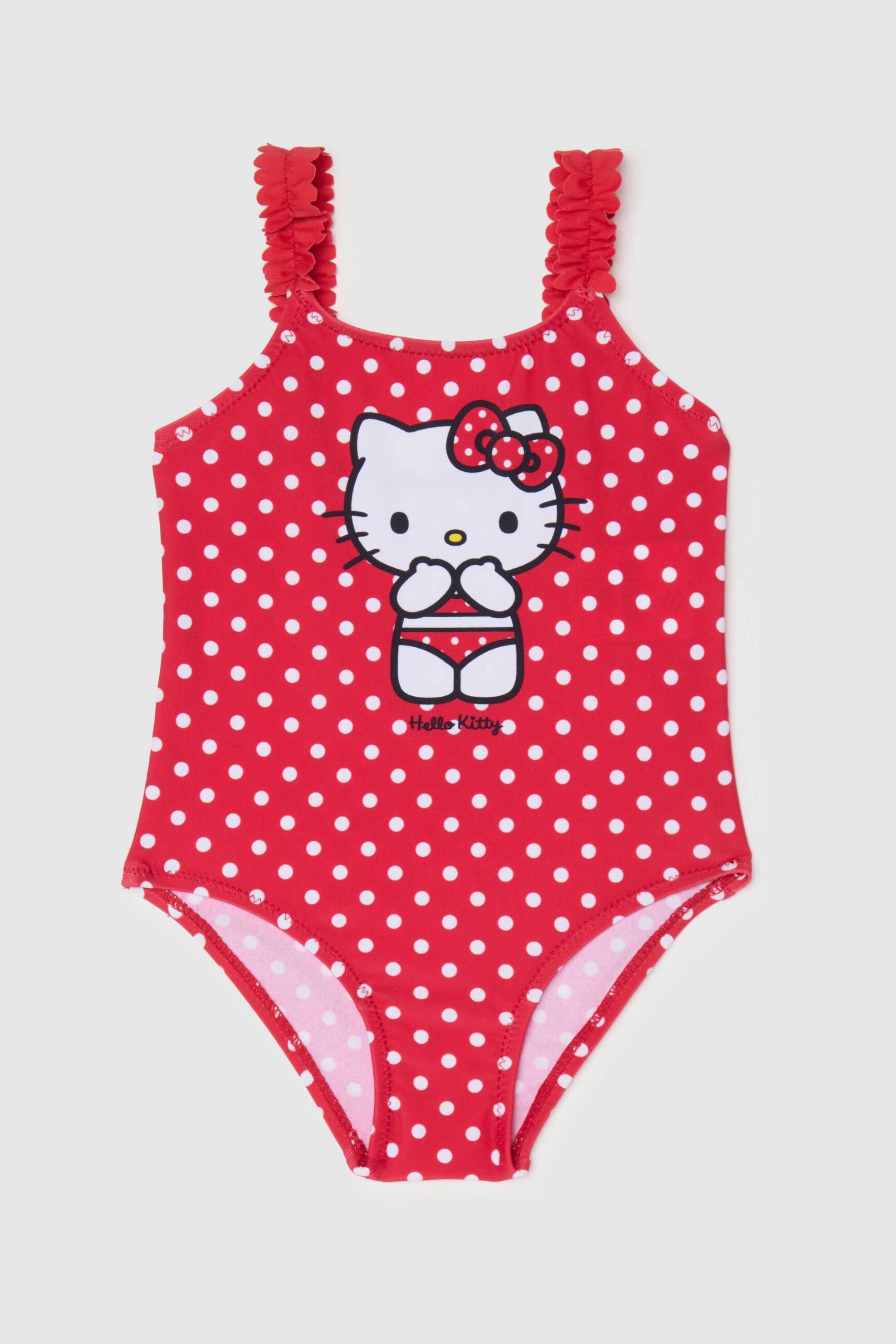 OVS βρεφικό μαγιό ολόσωμο με Hello Kitty print και πουά σχέδιο - 002259038 Κόκκινο