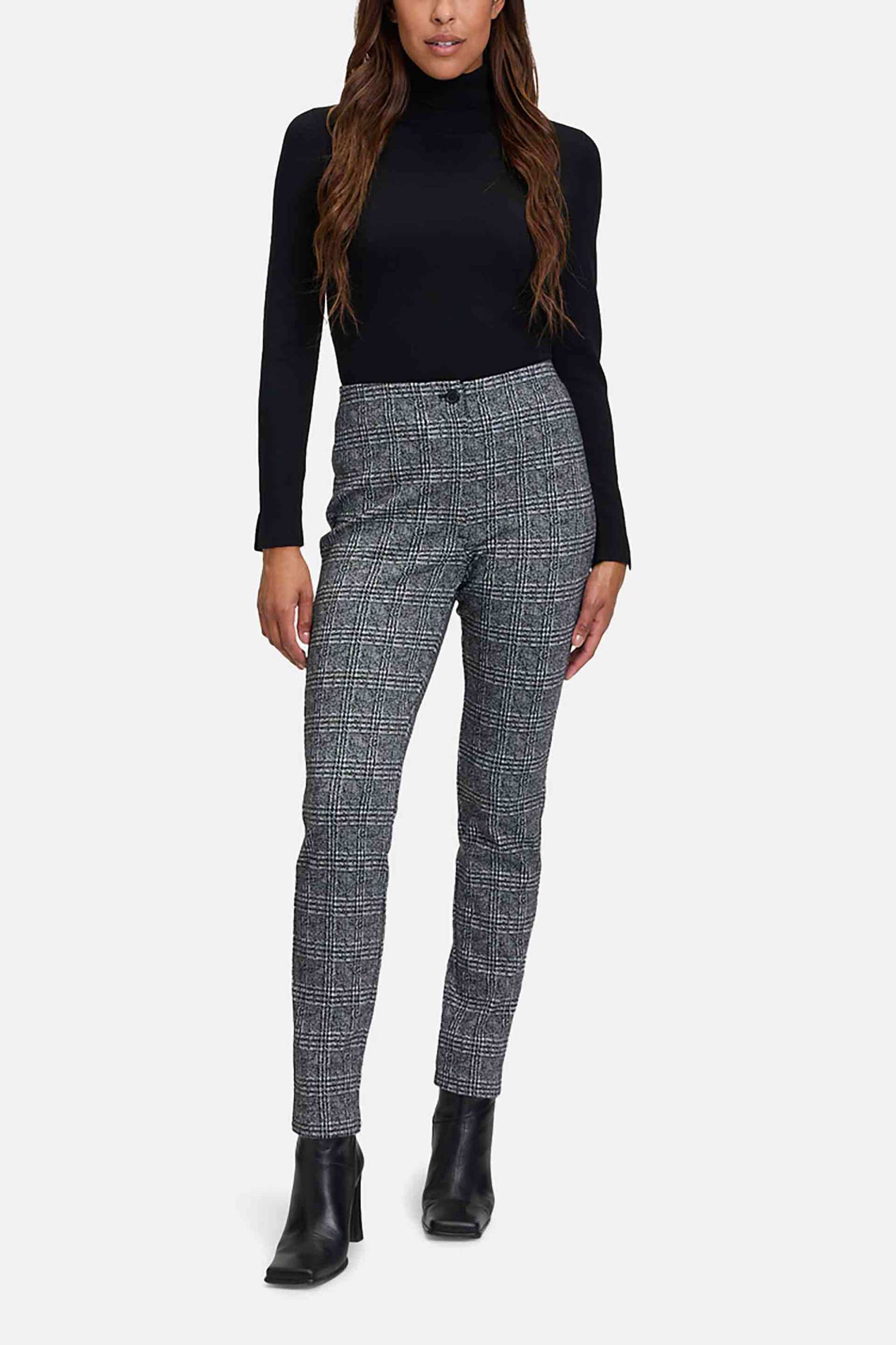 Betty Barclay γυναικείο ψηλόμεσο παντελόνι cropped με καρό σχέδιο Slim Fit | 46