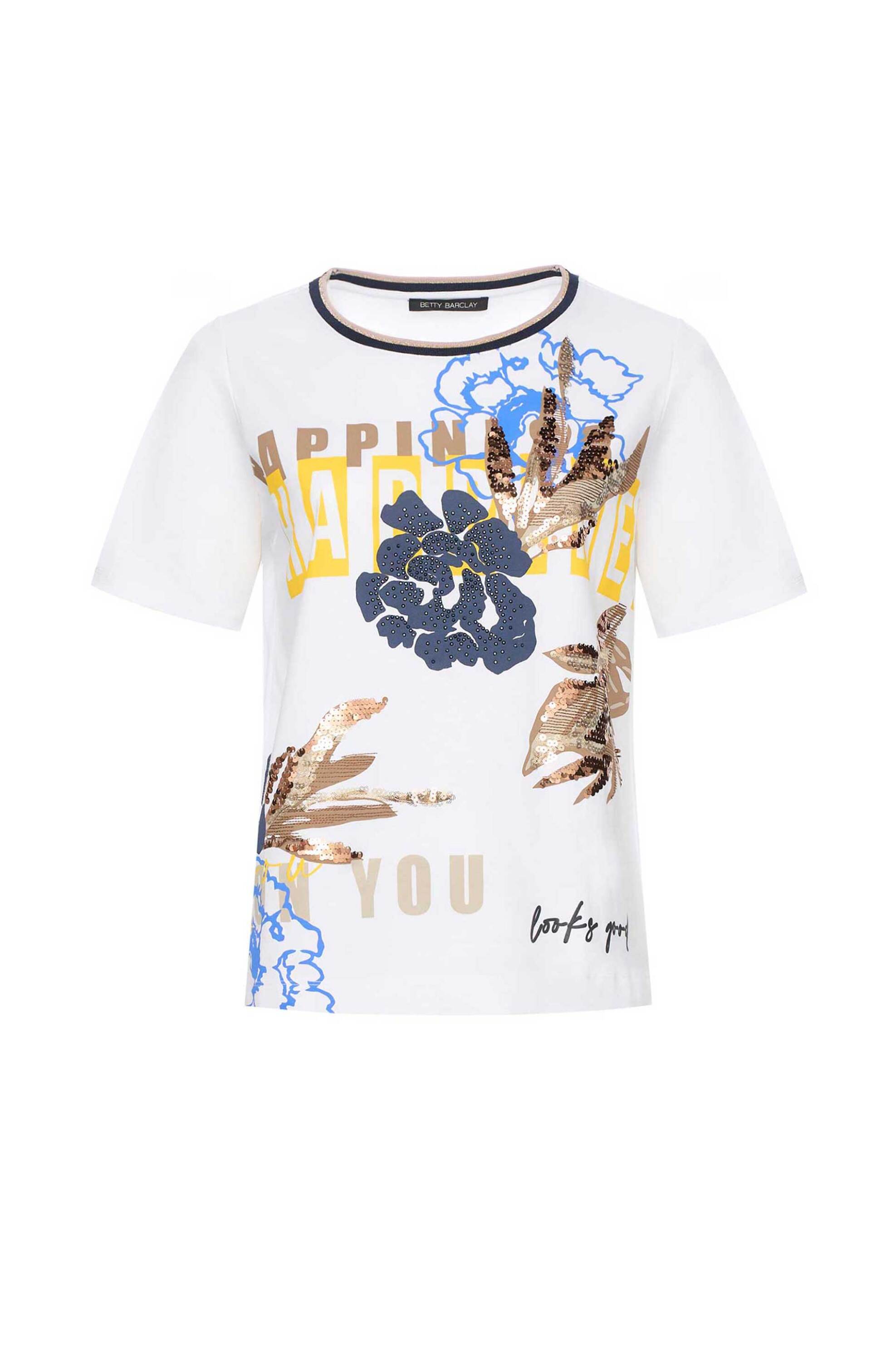 BETTY BARCLAY Betty Barclay γυναικείο T-shirt με print από παγιέτες και τρουκς - 2373/1097 Λευκό