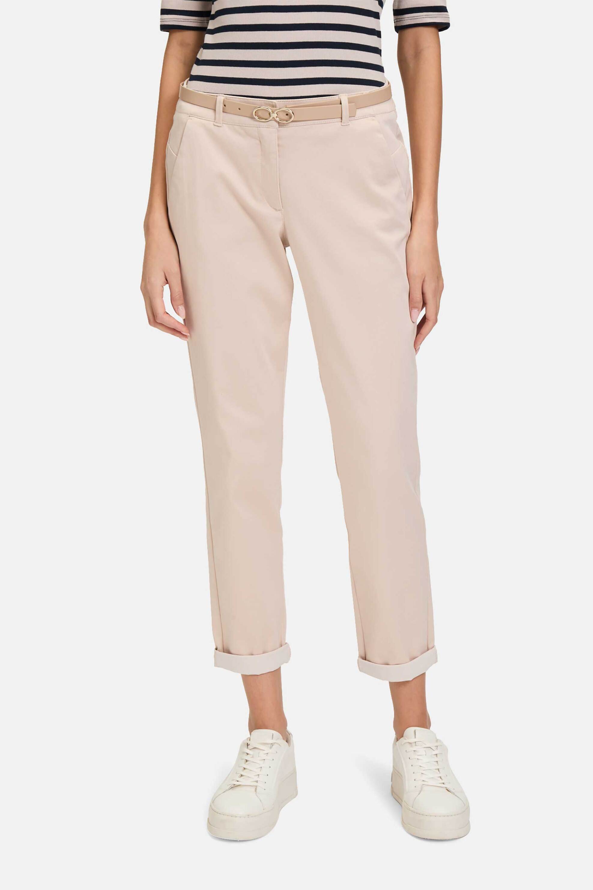 BETTY BARCLAY Betty Barclay γυναικείο παντελόνι chino cropped με ζώνη Relaxed Fit - 6020/2518 Μπεζ - 2