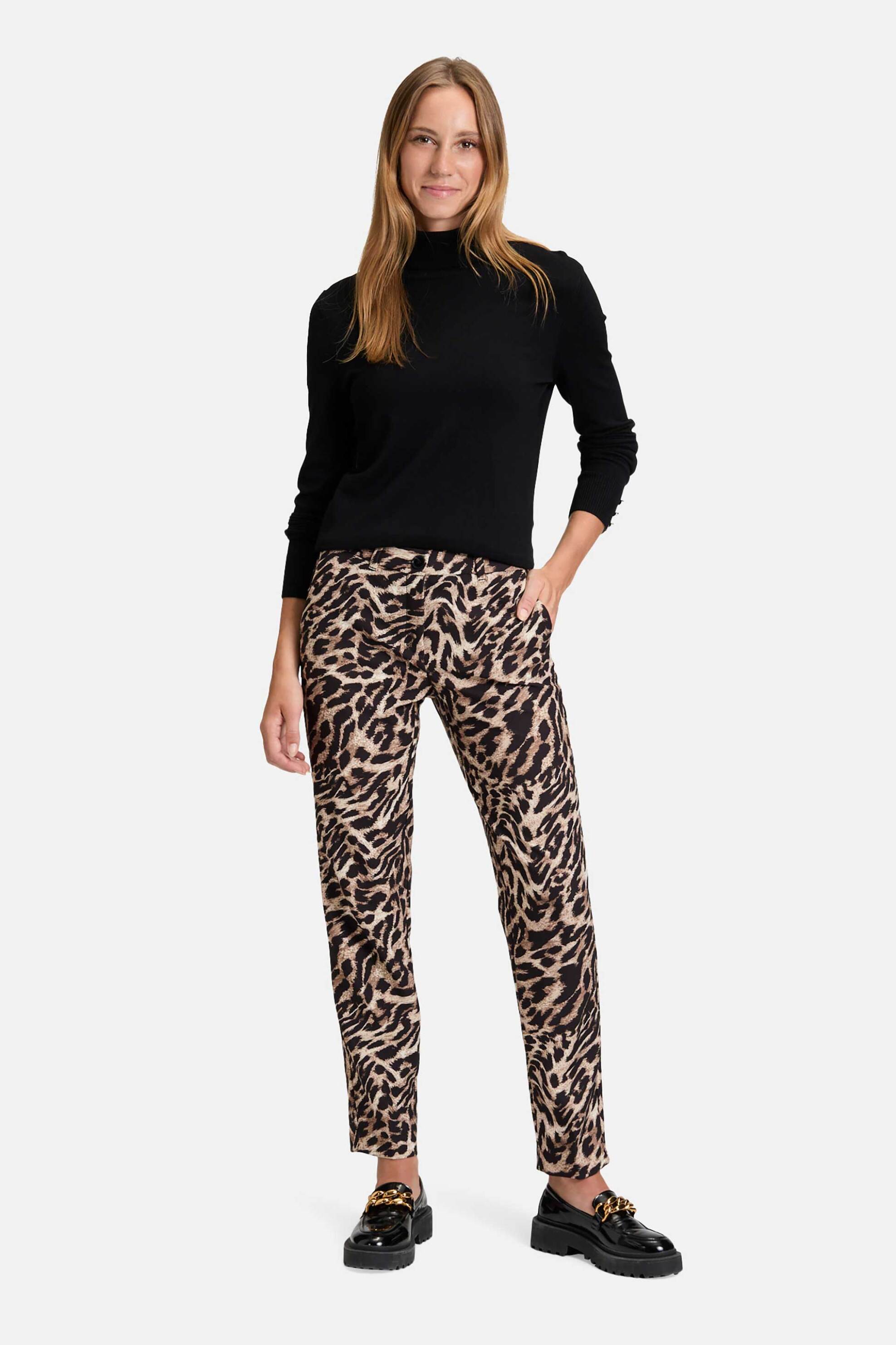 Betty Barclay γυναικείο παντελόνι με animal print Relaxed Fit - 6002/1441 Μαύρο - Καφέ