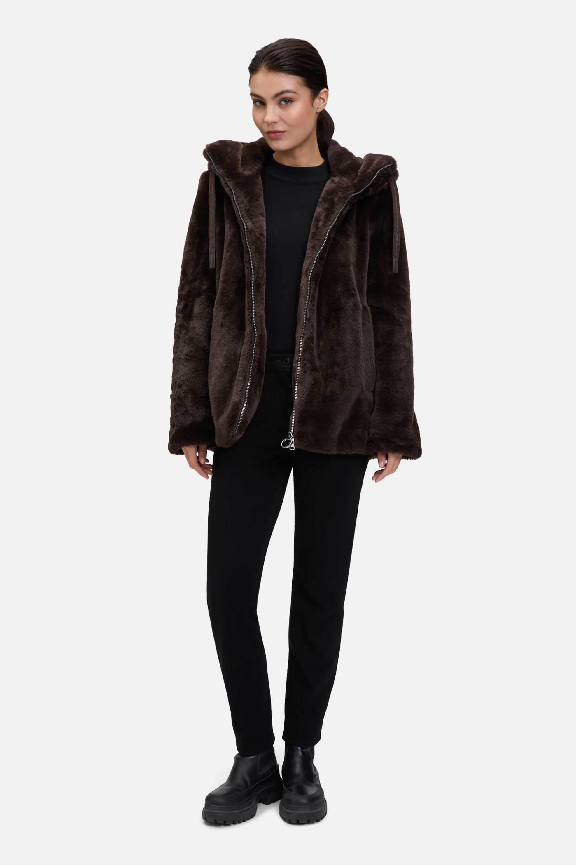 Betty Barclay γυναικείο μπουφάν με κουκούλα και faux γούνα - 7965/1540 Καφέ φωτογραφία