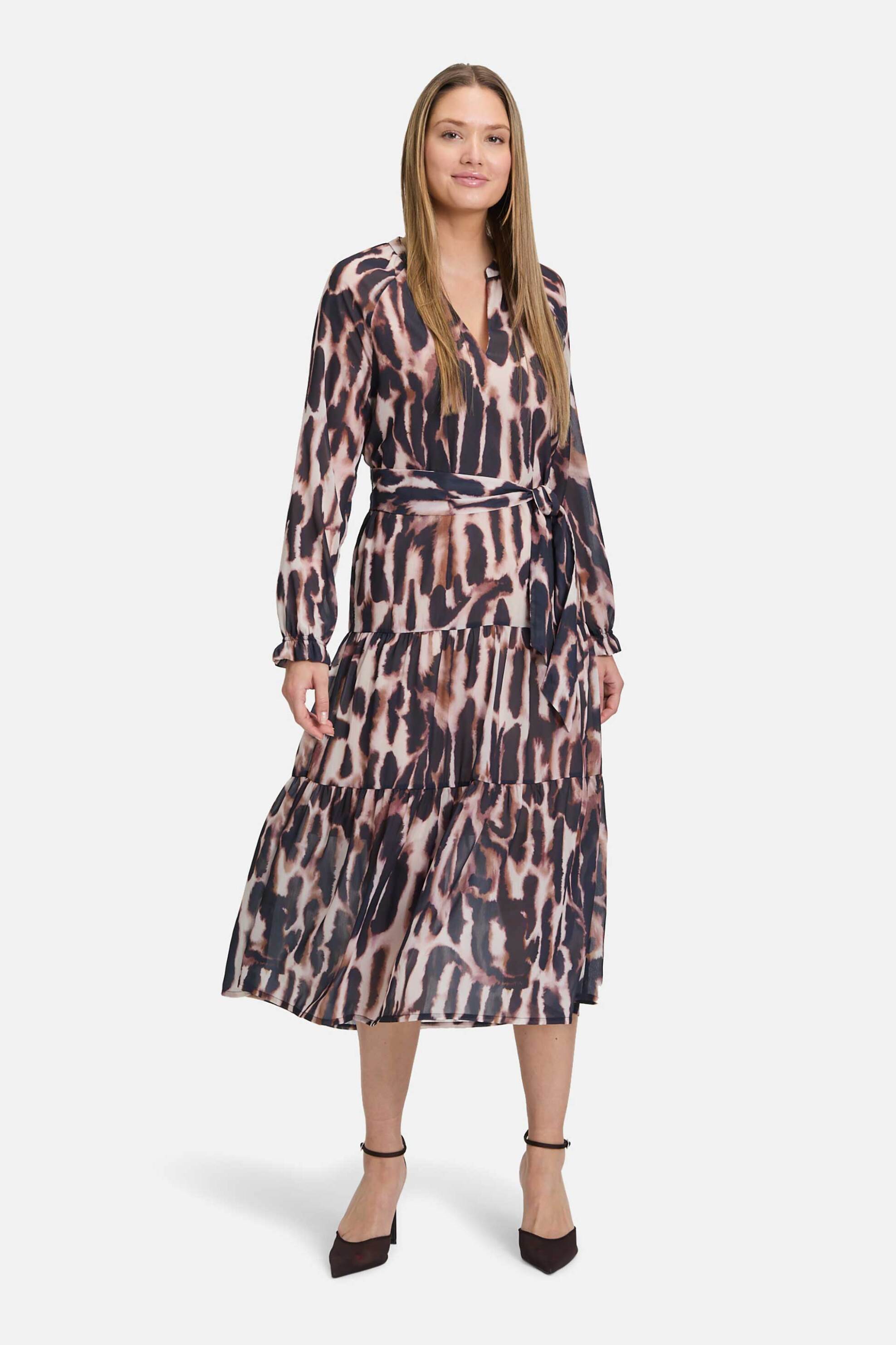 Betty Barclay γυναικείο midi φόρεμα με all-over print - 1788/1448 Μαύρο - Καφέ