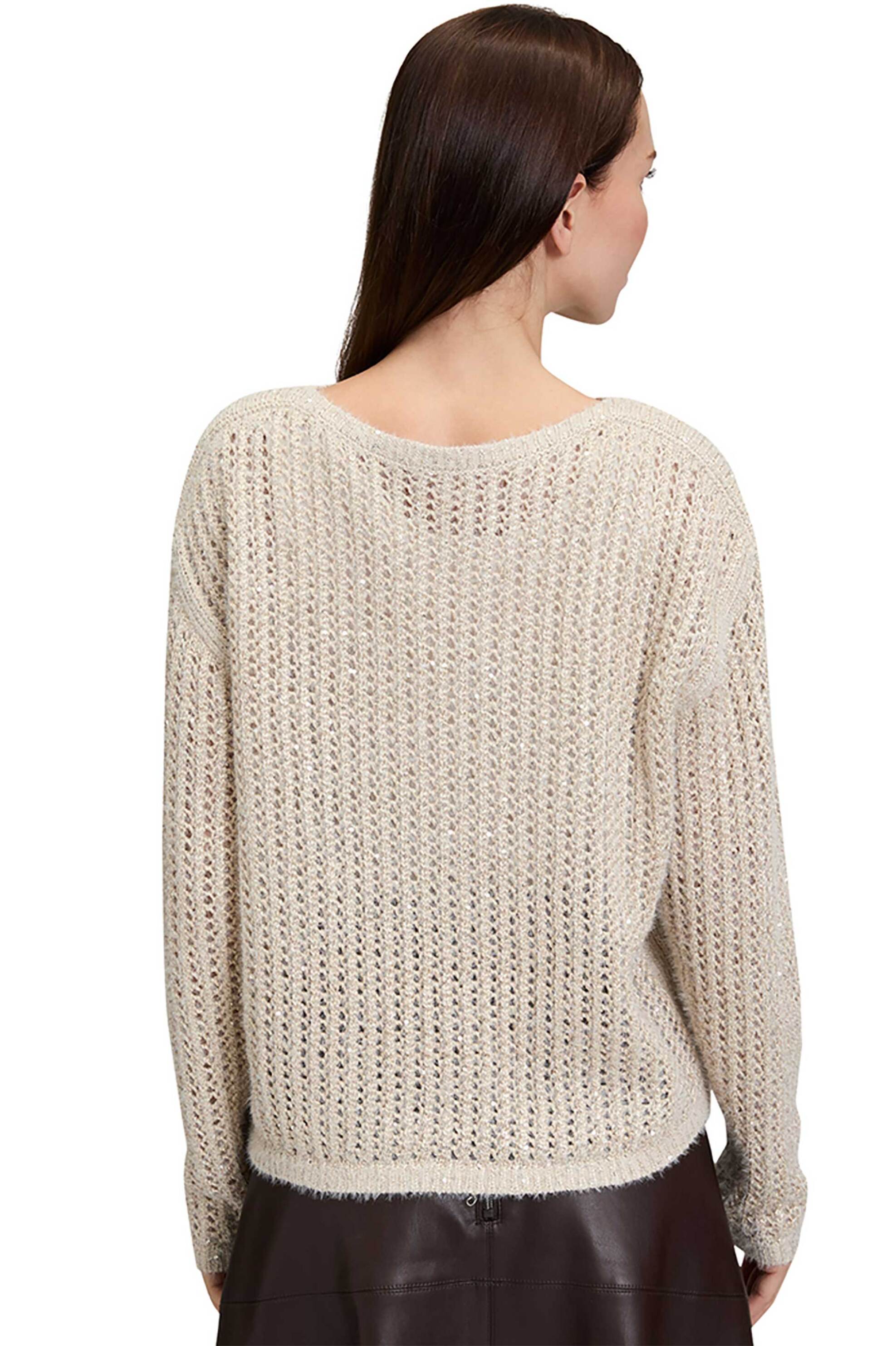 Betty Barclay γυναικείο μονόχρωμο πουλόβερ με διακοσμητικές πούλιες - 5302/1561 Μπεζ φωτογραφία