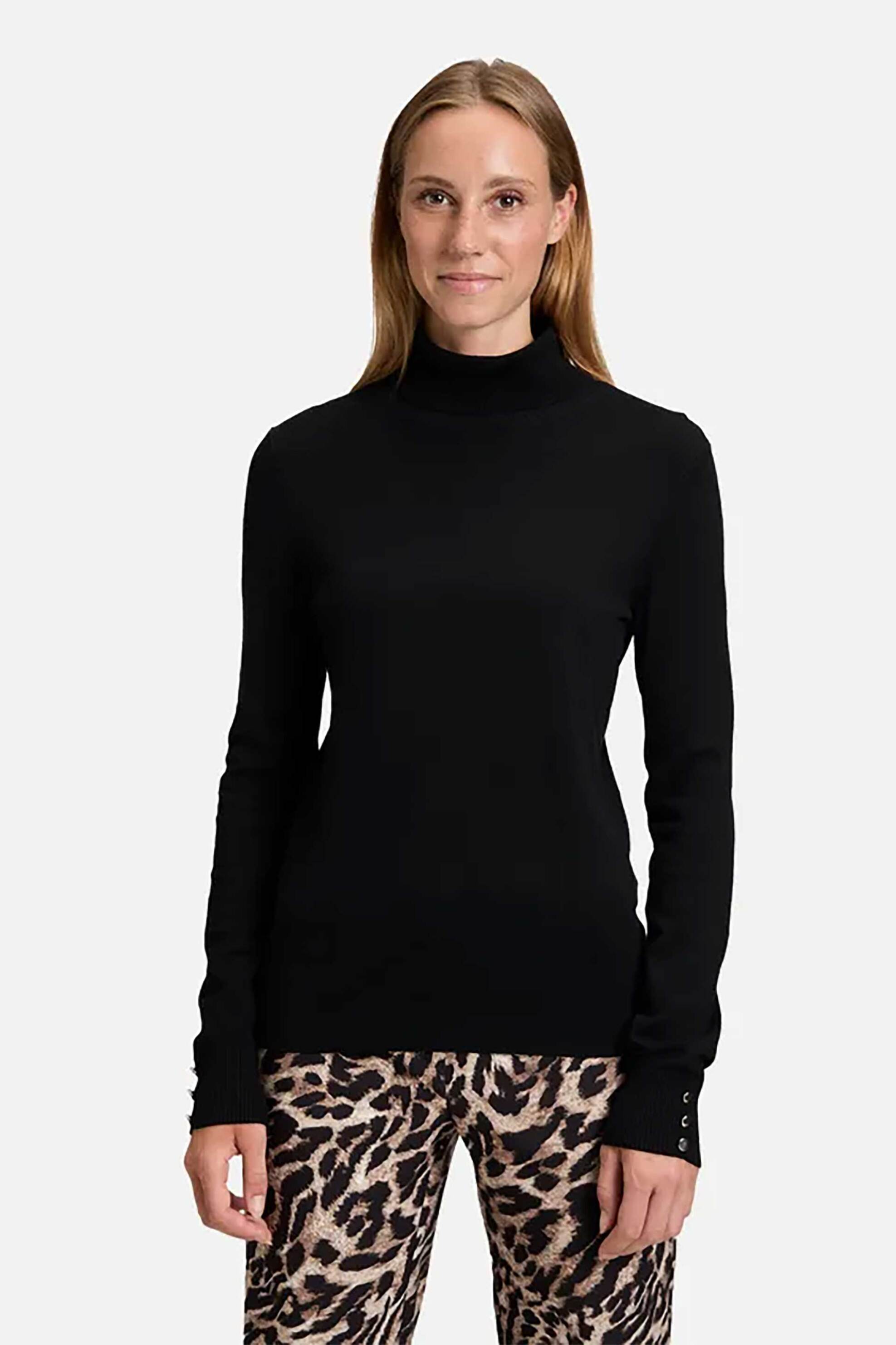 Betty Barclay γυναικείο μονόχρωμο πουλόβερ με cut-outs στα χέρια - 5284/1440 Μαύρο