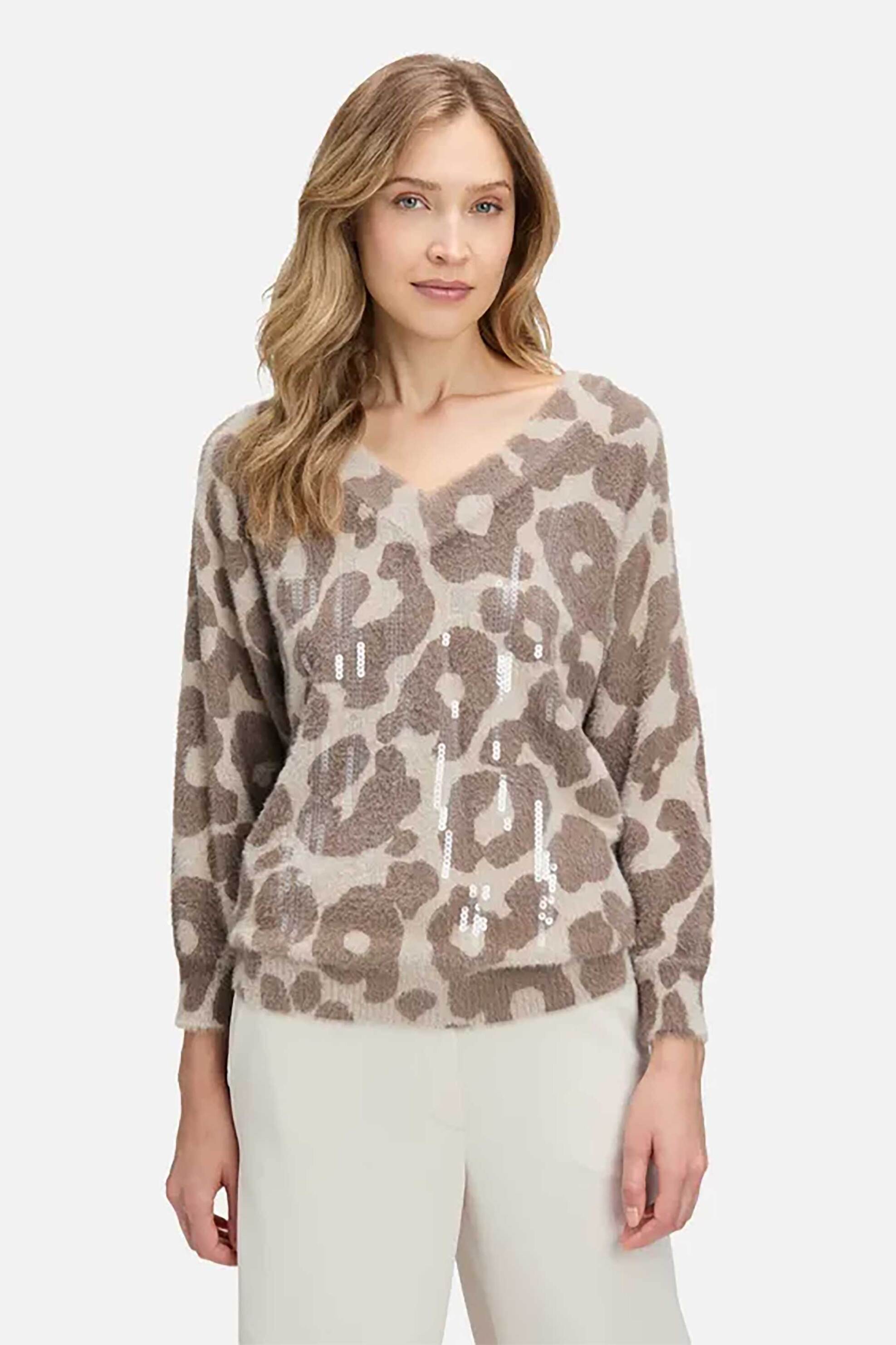 Betty Barclay γυναικείο πουλόβερ με V λαιμόκοψη και παγιέτα