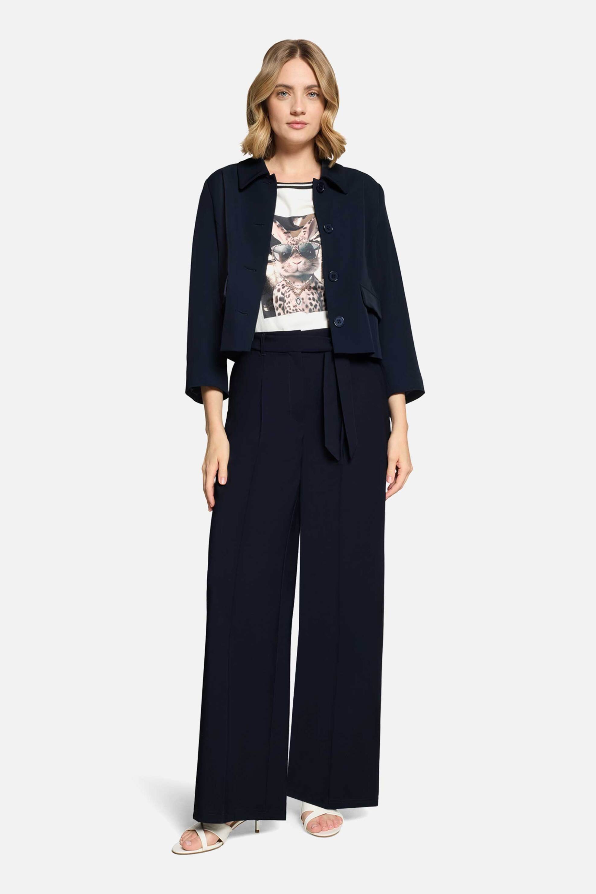 Betty Barclay γυναικείο ψηλόμεσο παντελόνι Relaxed Fit - 6140/1080 Μπλε Σκούρο
