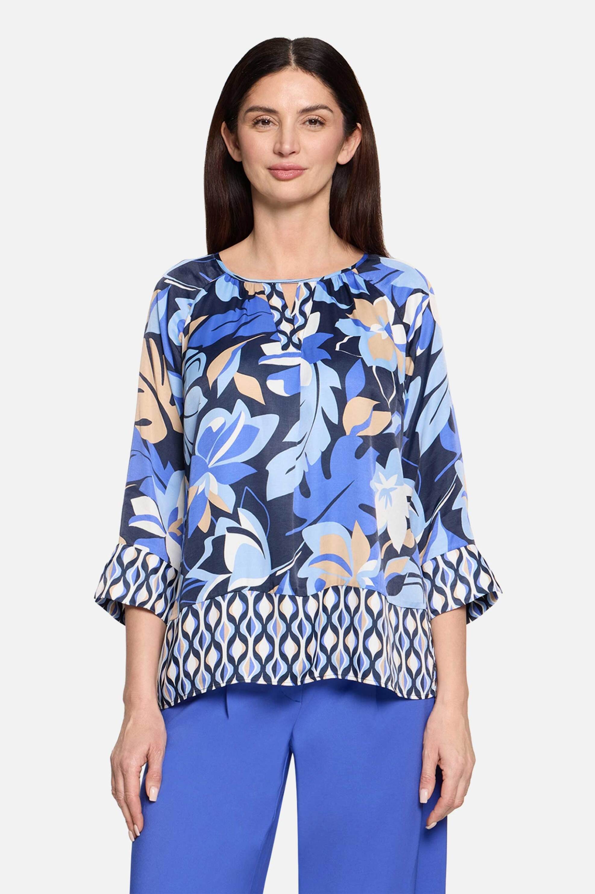 Betty Barclay γυναικεία μπλούζα σατέν με all-over floral print - 8005/1734 Μπλε